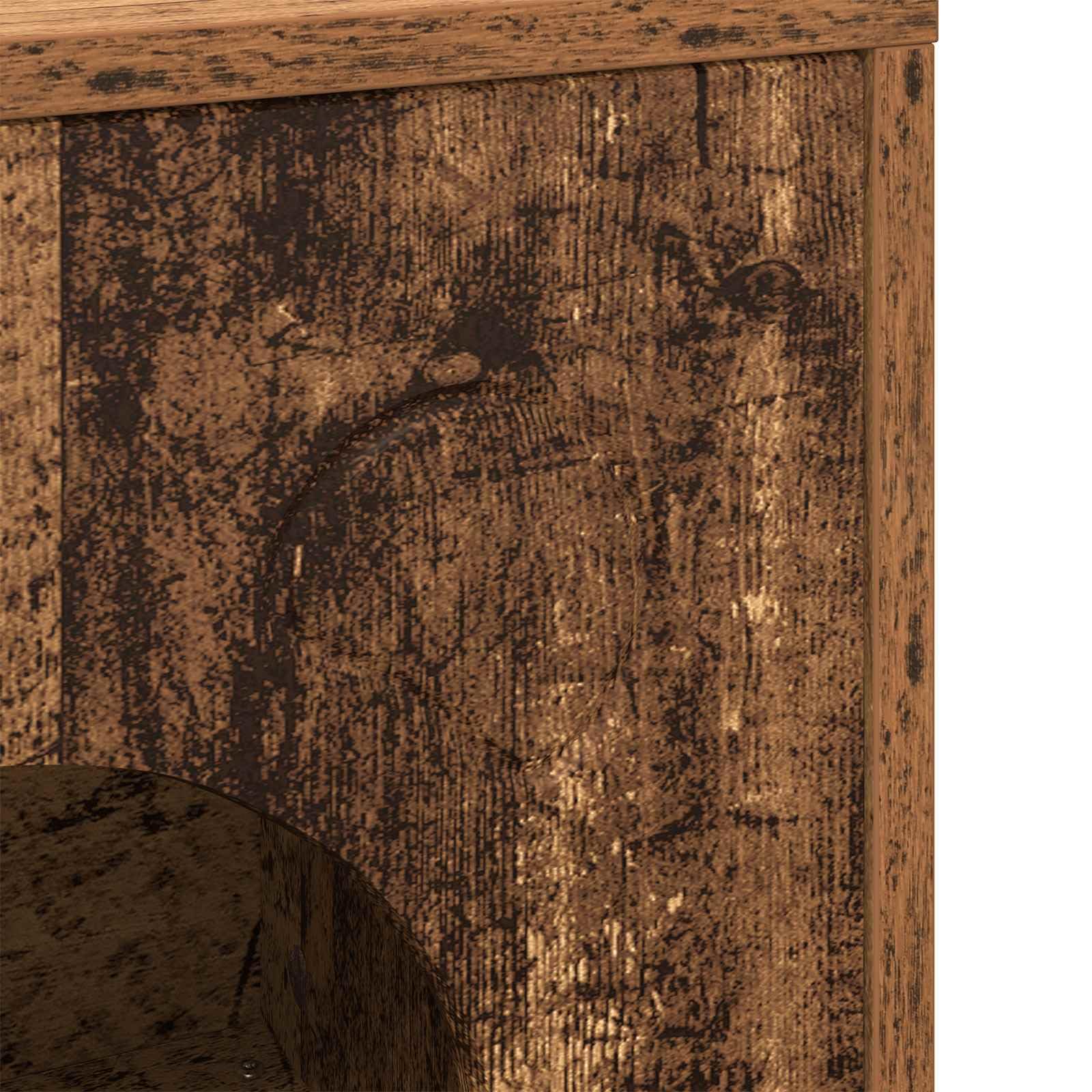 Katzenhaus Indoor aus Holzwerkstoff, Moderne Katzenhöhle in Altholz-Optik, Rechteckige Katzenhütte für Wohnzimmer, Robustes Haustierhaus, 42,5 x 40 x 53 cm