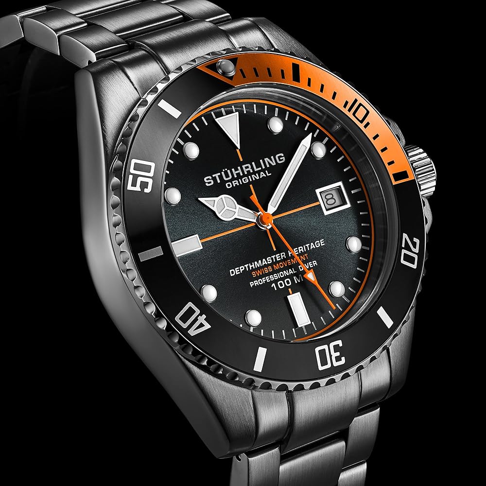 Amazon.com: Stuhrling Depthmaster Heritage Diver Swiss Quartz