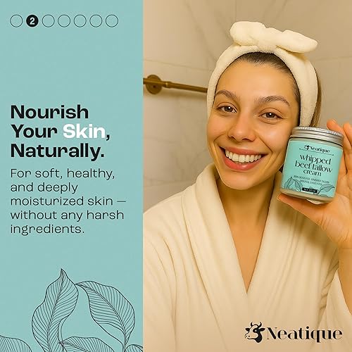 Miniatura 2 de Sarga de carne 100% alimentada con pasto para el cuidado de la piel, cara y cuerpo, hidratante batida para la piel, con cera de abeja orgánica y