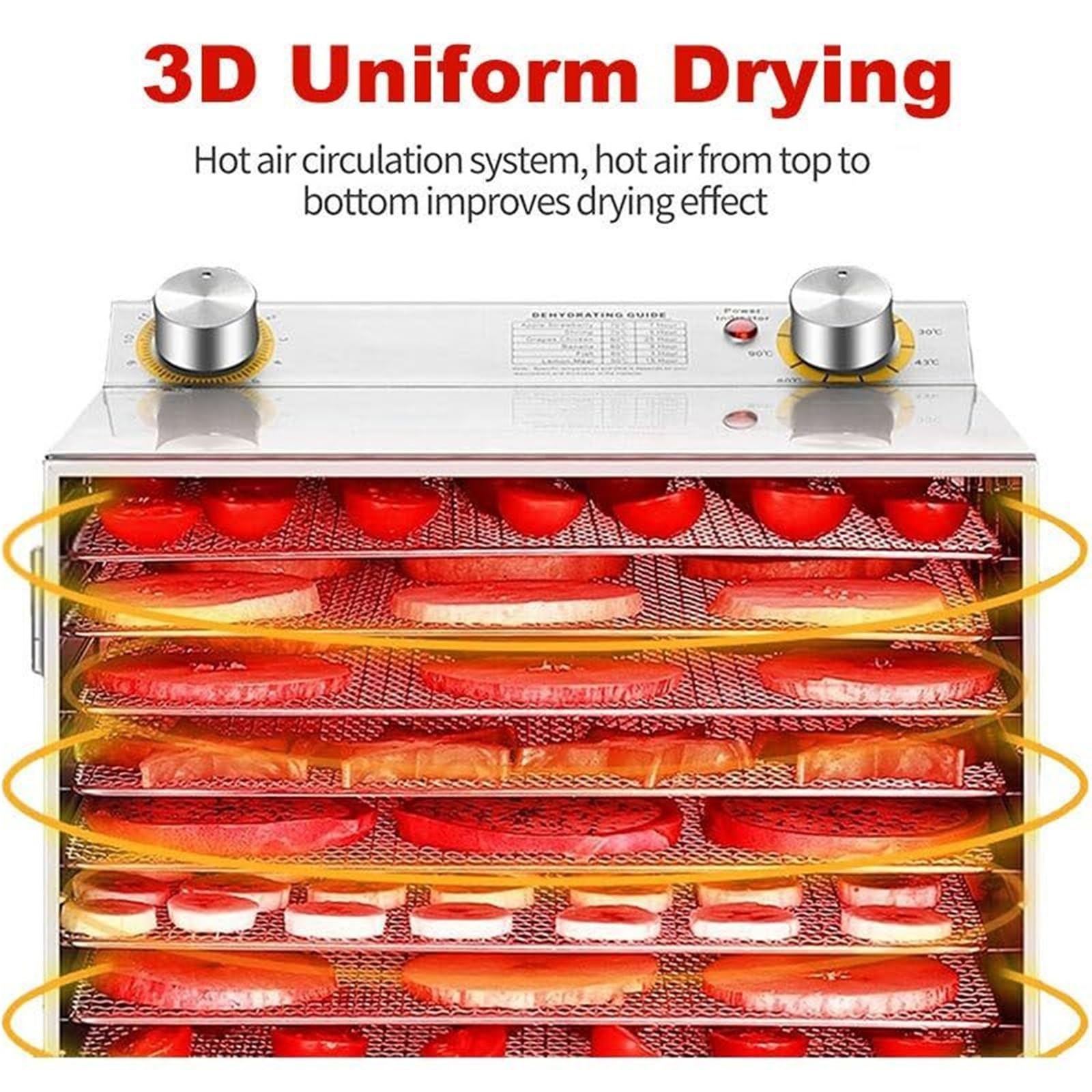 Food Dehydrator Machine, 400W 12-Tray Electric Food Dryer with 35-90°C Temperature Control, 12-Hour Timer, 6-Inch 360° Fan for Fruit, Vegetable, Meat, Jerky, and Herb Drying(12layers)