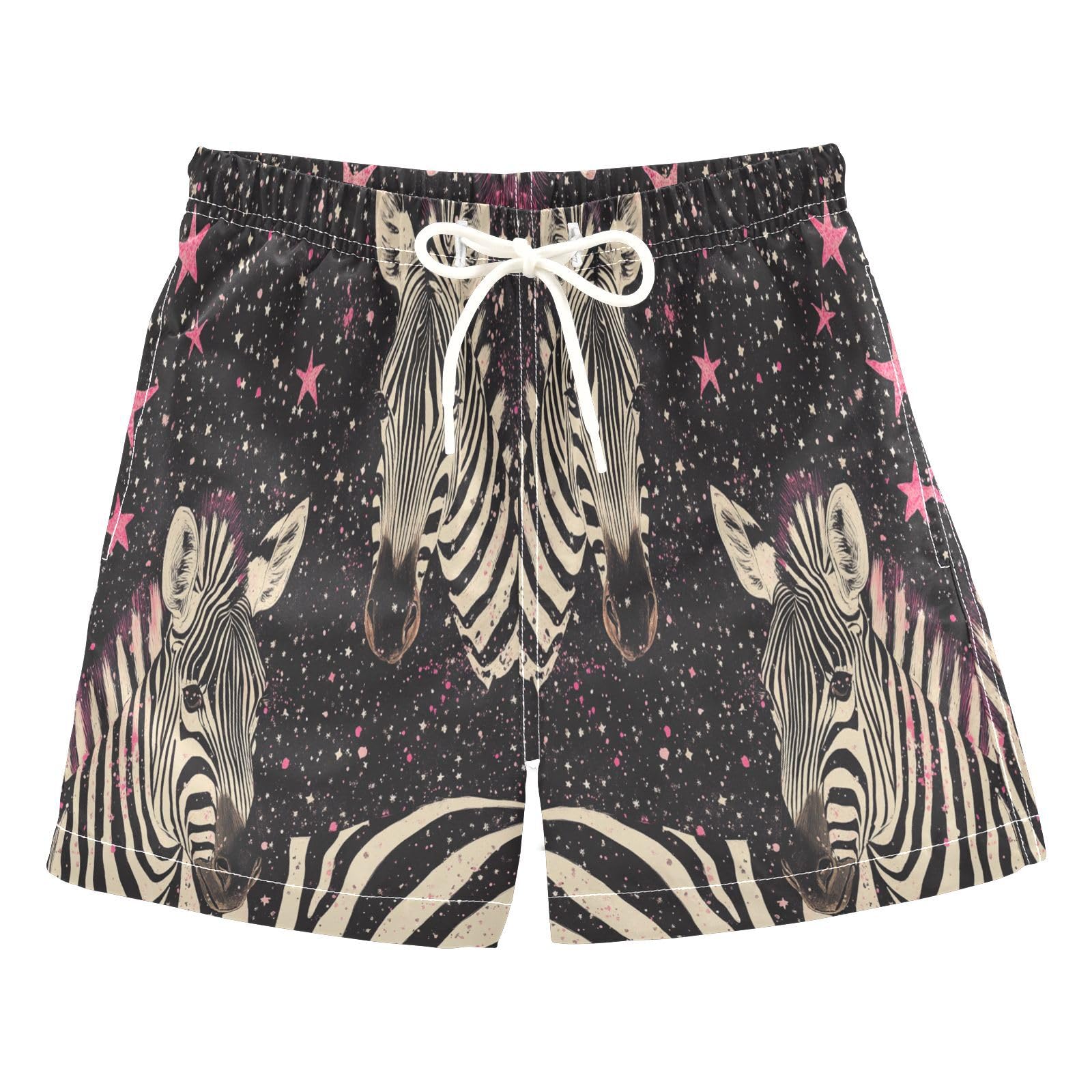 Jucciaco Boys Beach Board Shorts Zebra Horse Cool Galaxy Quick Dry Swim Trunk Swimwear for Kids