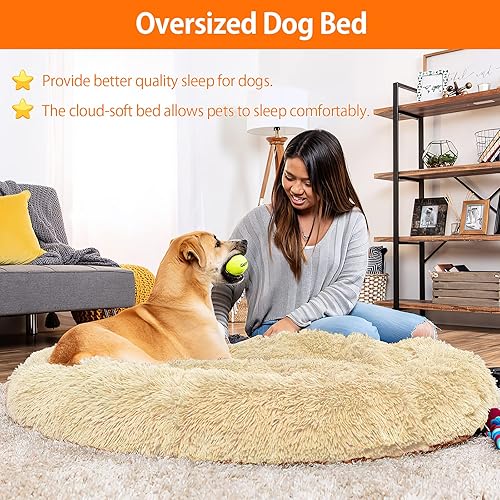 Miniatura 7 de OYANTEN Cama para perros medianos, cama redonda y calmante para perros medianos, suave, esponjosa, cálida y acogedora para mejorar el sueño, lavable
