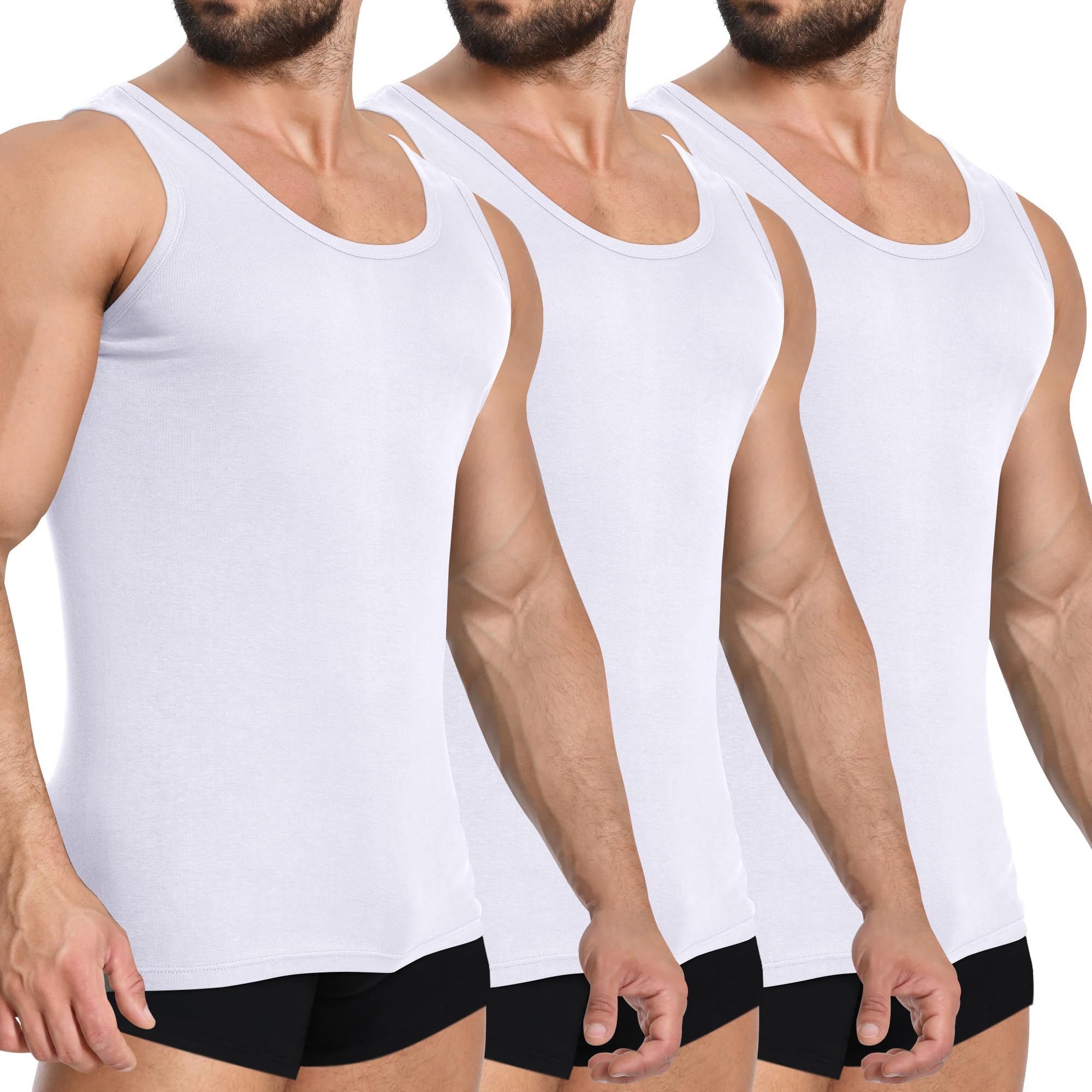 YOUCHAN Pack de 3 Camisetas Tirantes Hombre 100% Algodón S-5XL