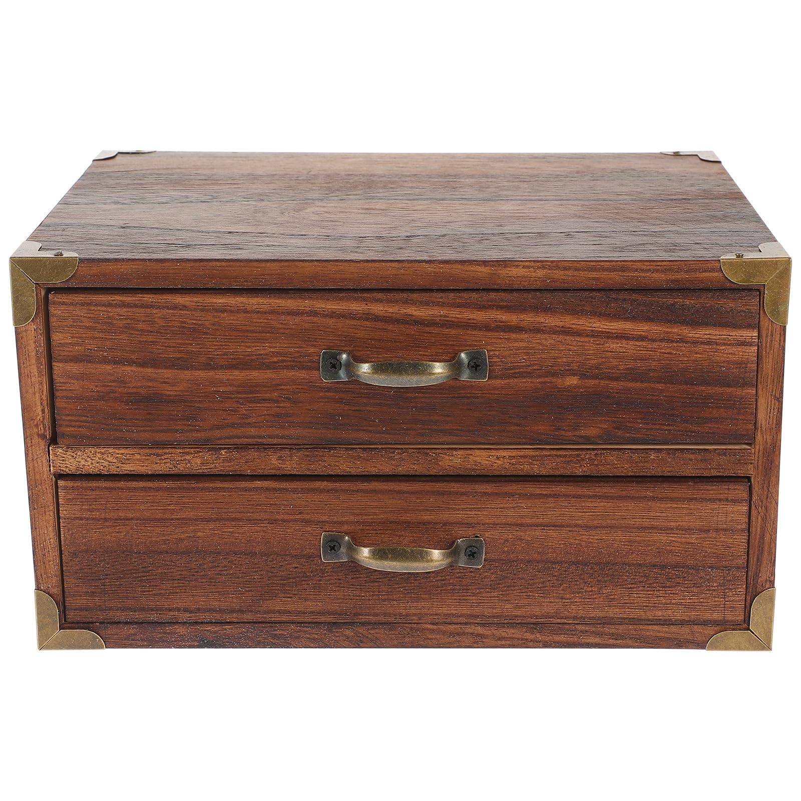 Scatola portaoggetti in legno, organizer da scrivania rustico con 2 cassetti, accessori da scrivania per ufficio, piccoli contenitori per artigianato, armadietto da farmacia, portagioie