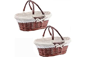 ZOENHOU 2 PCS Brown Wicker Gift Baskets
