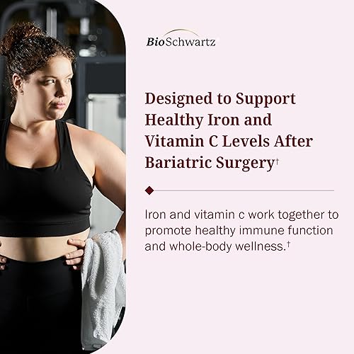 Miniatura 2 de BioSchwartz Vitamina C bariátrica con hierro 45 mg tabletas masticables  30 porciones, 60 tabletas  Suplemento de hierro bariátrico sin azúcar de