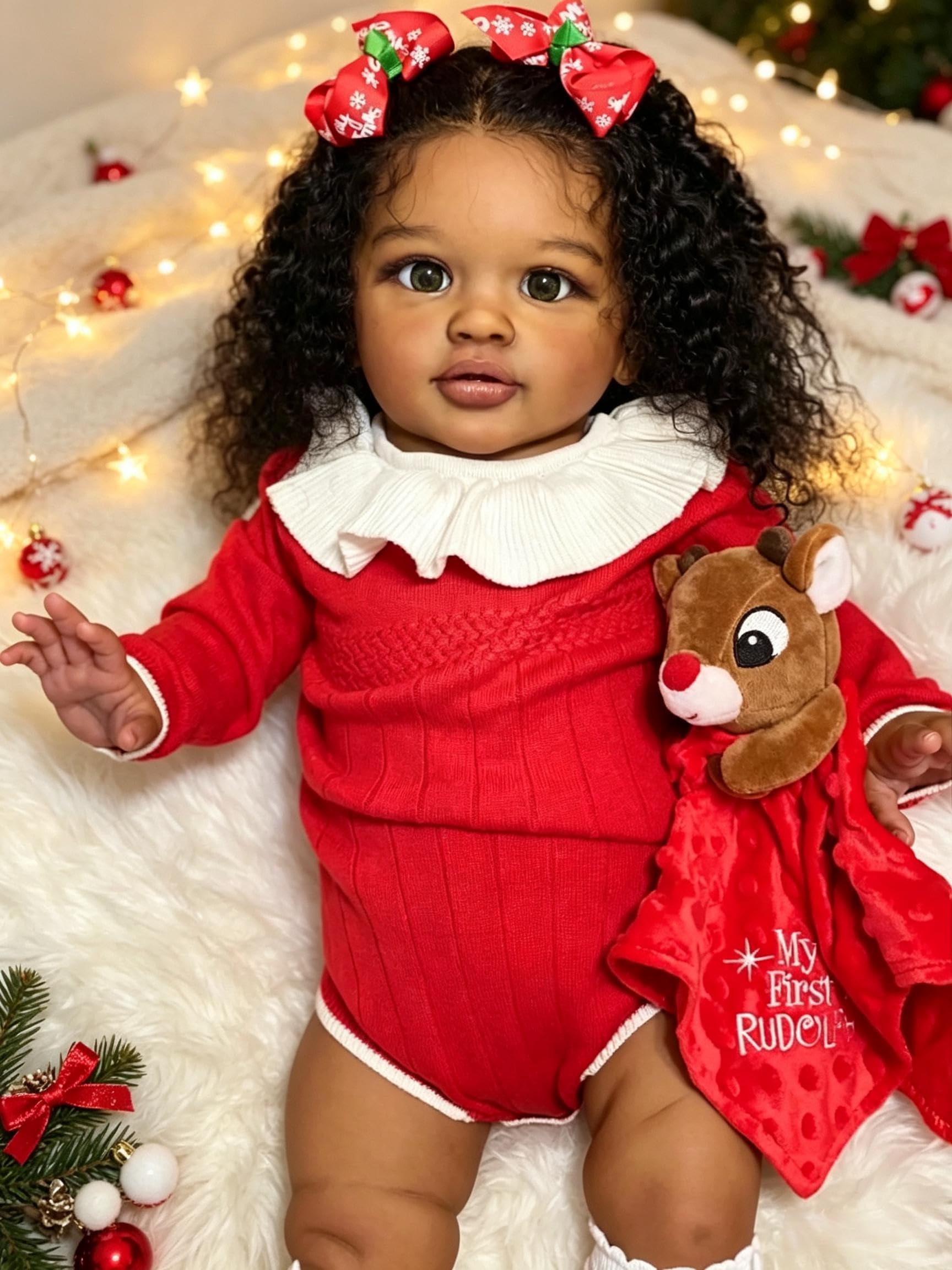 RXDOLL 66 cm Ogromny rozmiar Realistyczne lalki Reborn Maluch Czarna Dziewczyna Afroamerykanin Reborn Baby Dolls które wyglądają na prawdziwe życie Baby Biracial Dolls Miękka tkanina winylowa Body