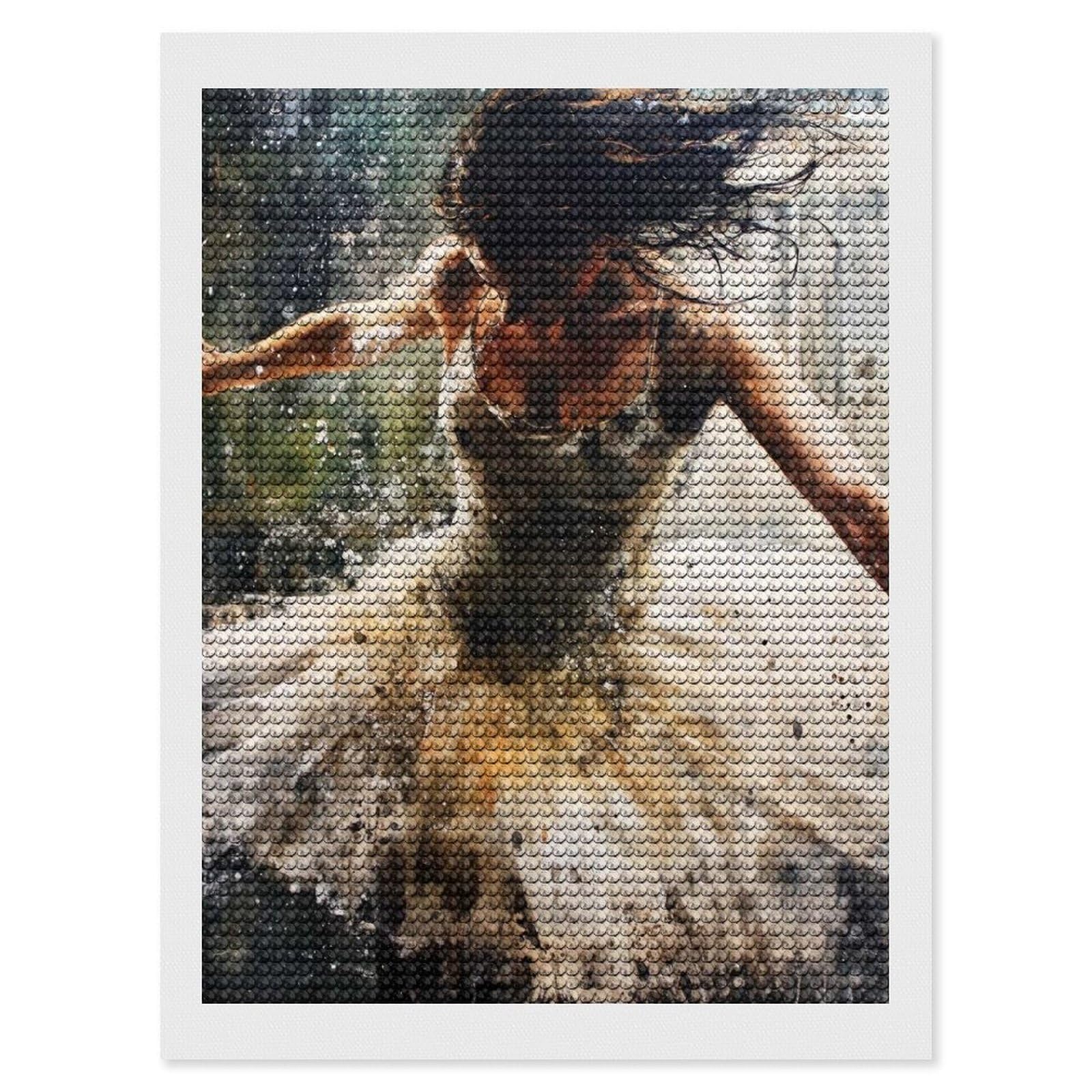 Junmoney Ballerina in Motion Round Drill Diamond Painting 12"x16", Satisfying Creative Project, Complete Accessories, Printed Canvas