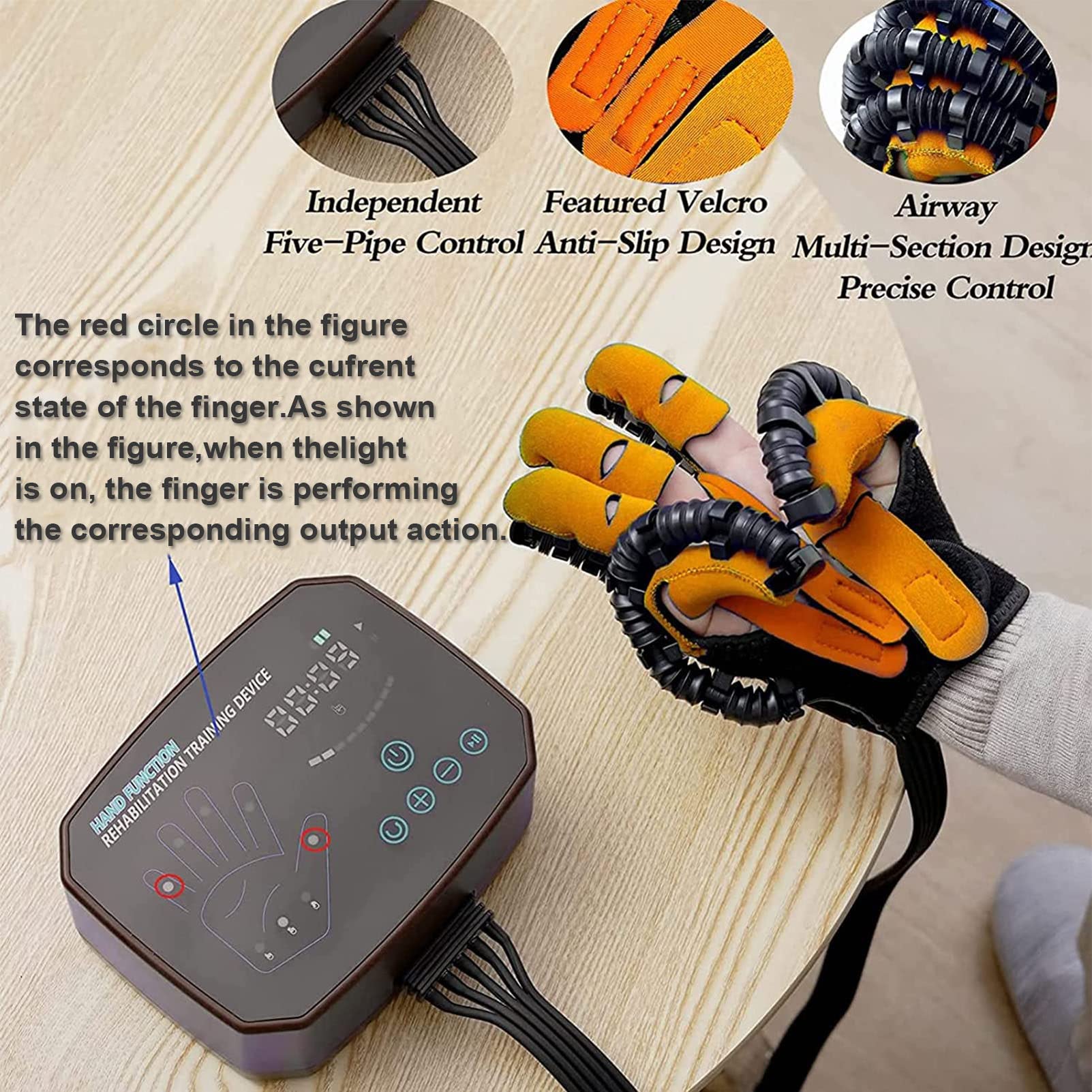 Guantes de Robot de rehabilitación de hemiplejía por accidente para Artritis, Alivio a Largo Plazo de los Dedos de los Dedos,LeftHand-XXL