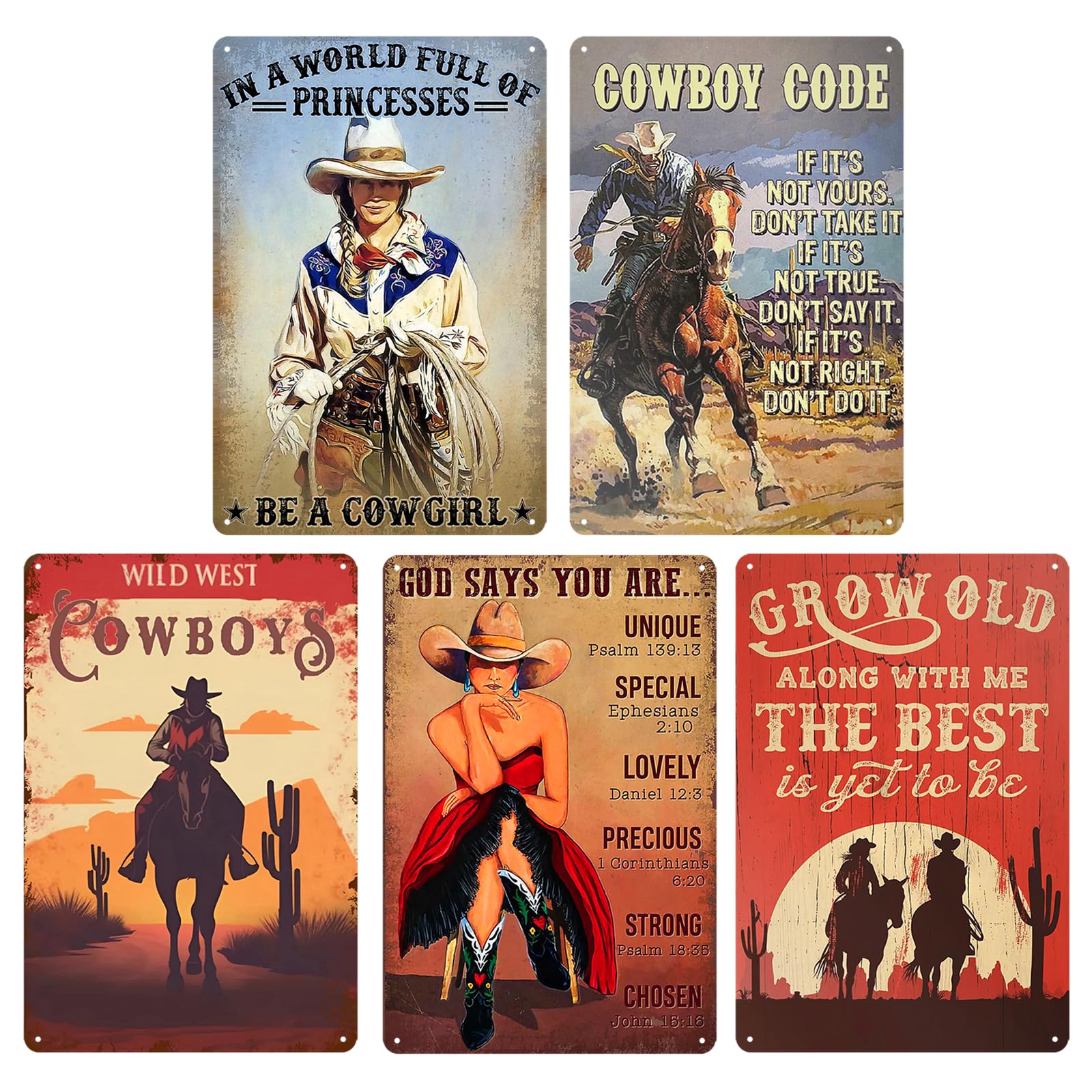 western erectricの金属製看板 Amazon.com: 5pcs Vintage Western Cowboy Tin Sign - Retro