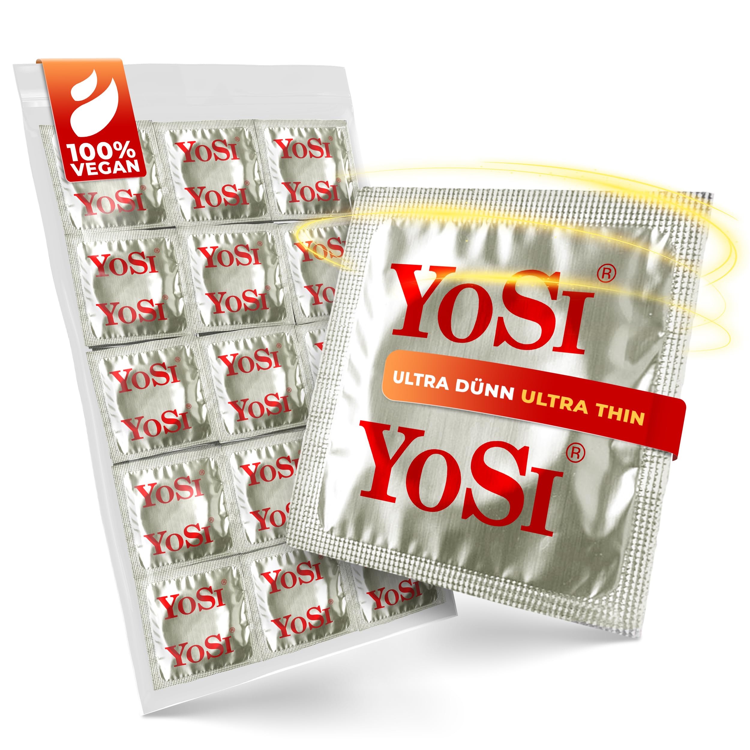 200 préservatifs de la marque YOSI « Ultra Thin » - sensation naturelle - largeur de 53 mm - préservatifs extra fins pour une sensation intense lors de l’amour ensemble - 200 pièces (4 x 50 pièces)