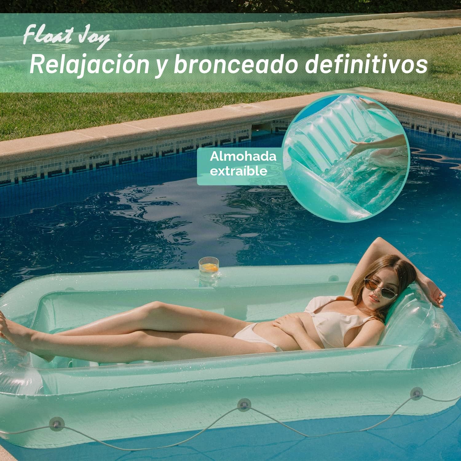 Float Joy Colchoneta Piscina Tanning Pool Hinchables para Piscina Flotadores Adultos 178 x 114cm colchoneta Playa Hamaca inchables Piscina