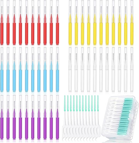 Zopeal 250 cepillos interdentales para aparatos dentales, hilo dental desechable, palillo de dientes, herramienta de limpieza suave (color elegante)