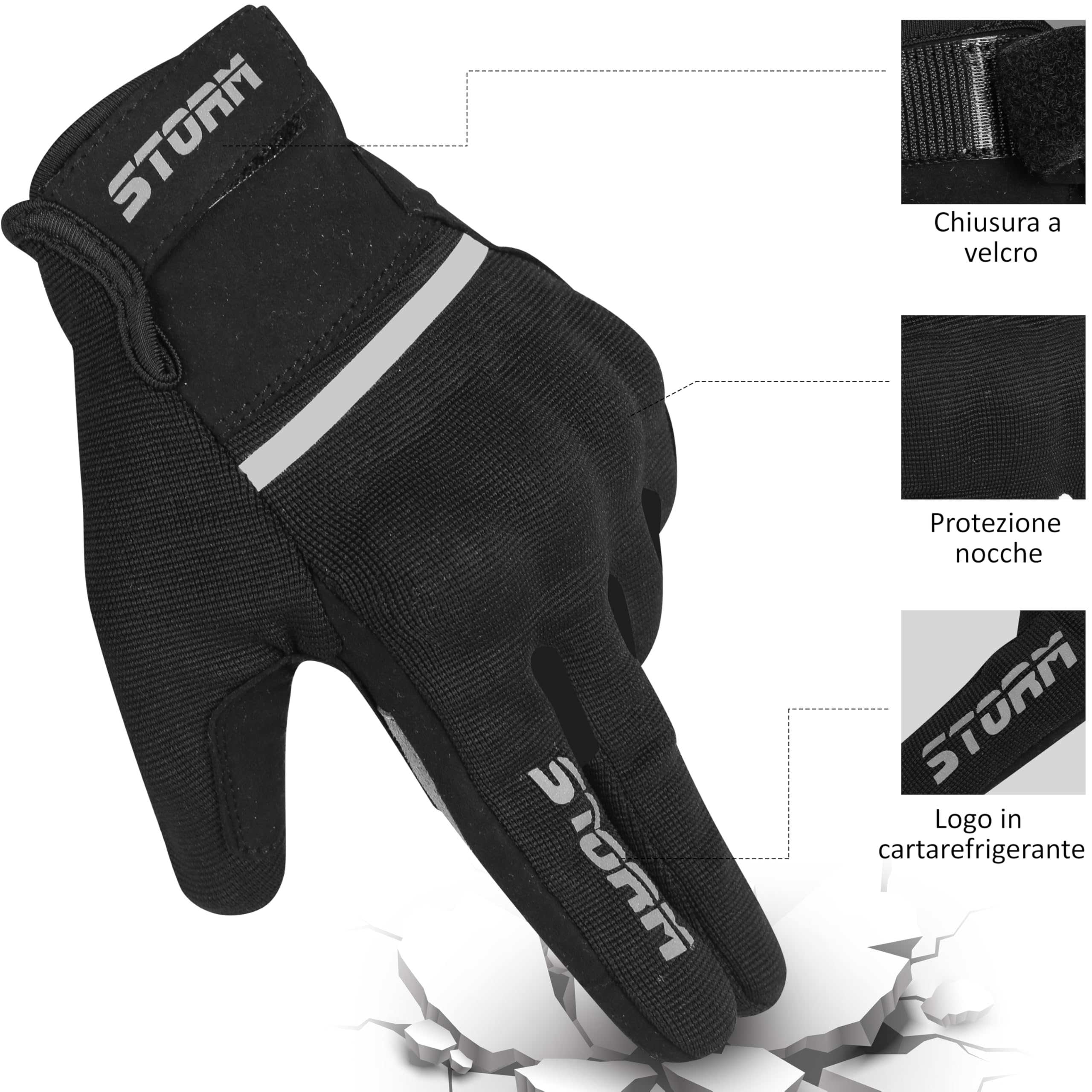STORM Guanti da moto Estivi Touch Screen Uomo Donna Guanti da Guida Traspiranti con Protezioni per le Dita Guanti da Corsa Fuoristrada