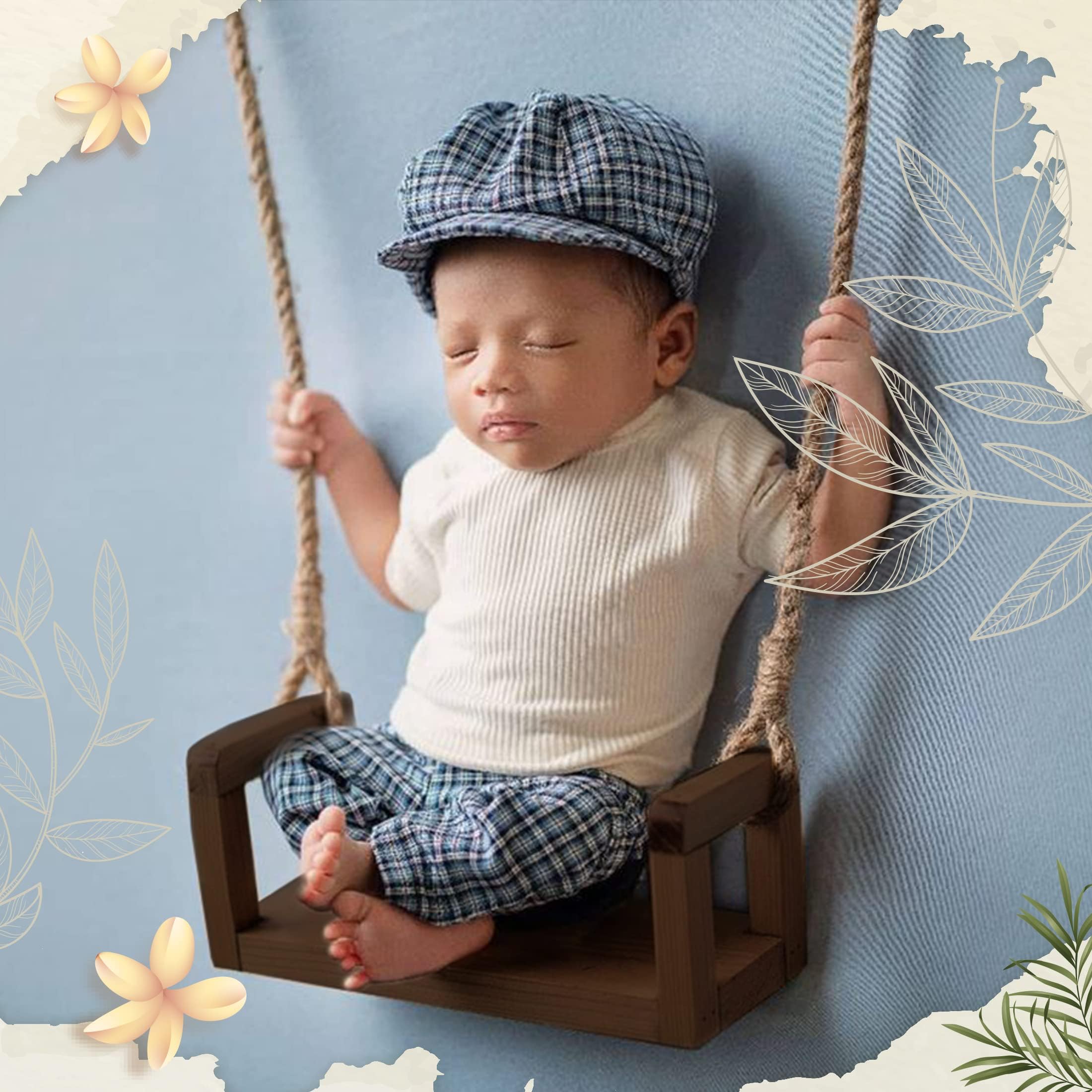 Accessoires de photographie pour nouveau-né - Balançoire en bois - Accessoire de photographie pour bébé - Accessoire de photographie pour nouveau-né - Marron