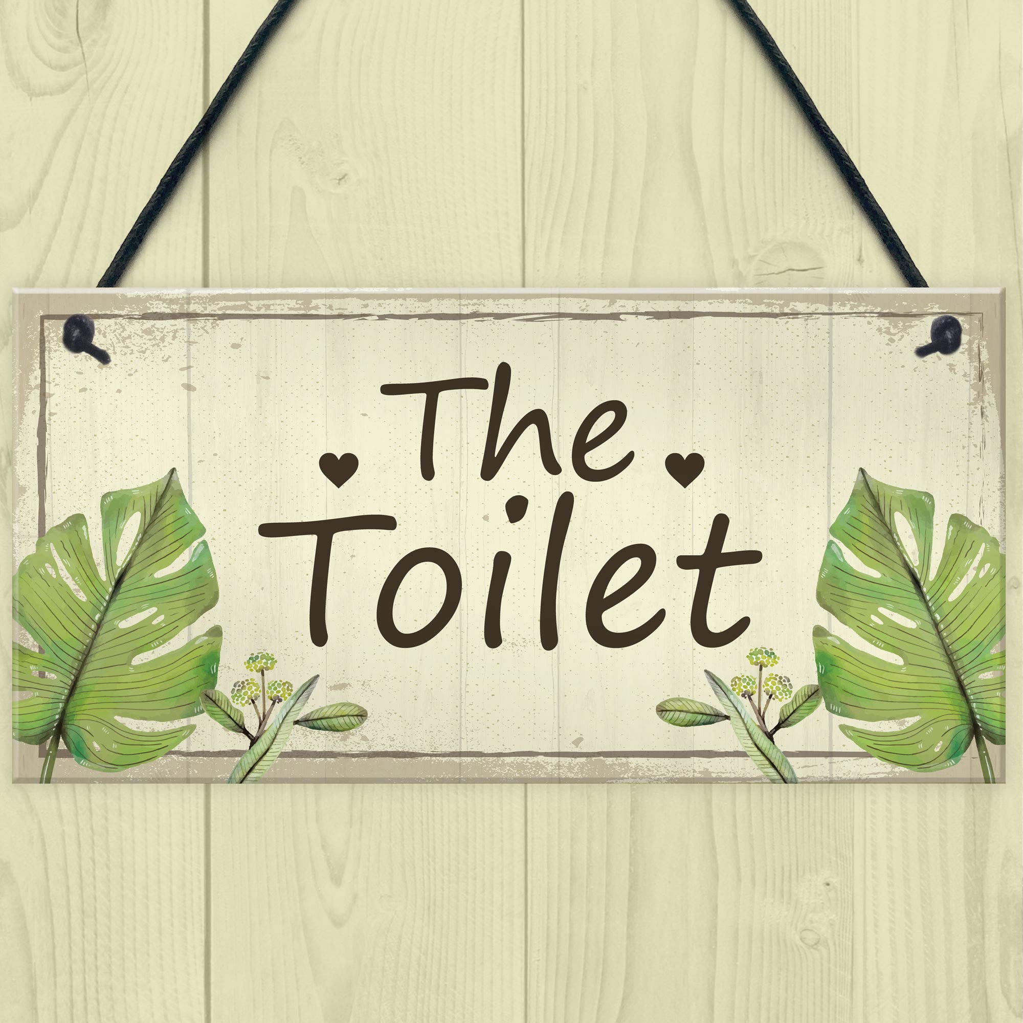 RED OCEAN Shabby Chic Toilet Sign Door Plaque Bathroom Sign Bathroom Accessories Home Decor Plaque