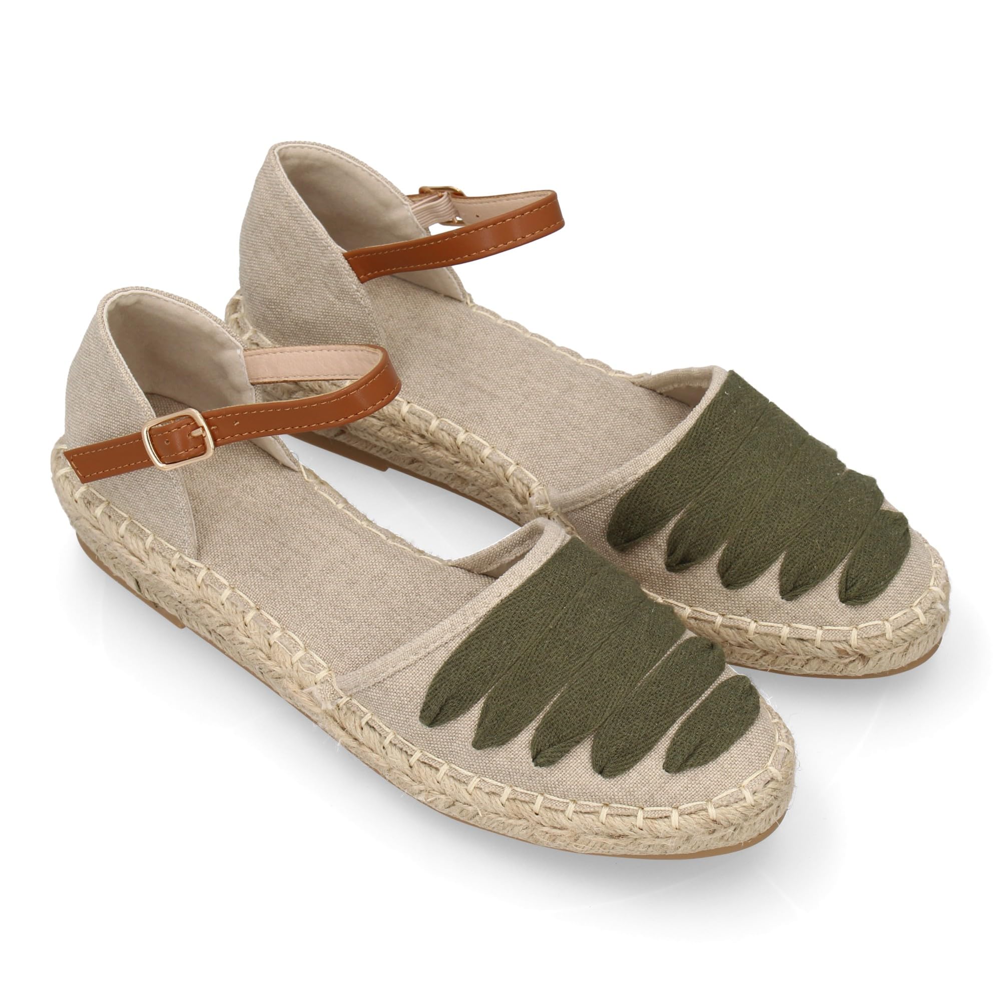 shoes&blues.es Espadrillas da Donna dal Design Fresco e Naturale, perfette per L'Estate. Caratterizzate da Cinturini Colorati sul Davanti. Punta e Tallone Chiusi, Suola in Juta Comoda e Leggera.