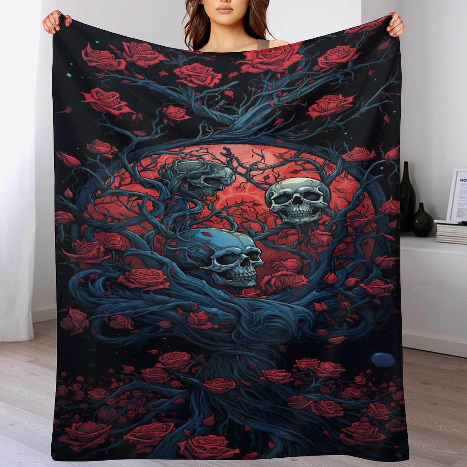 Couvertures de lit en polaire flannel crâne avec isolation thermique 140x180