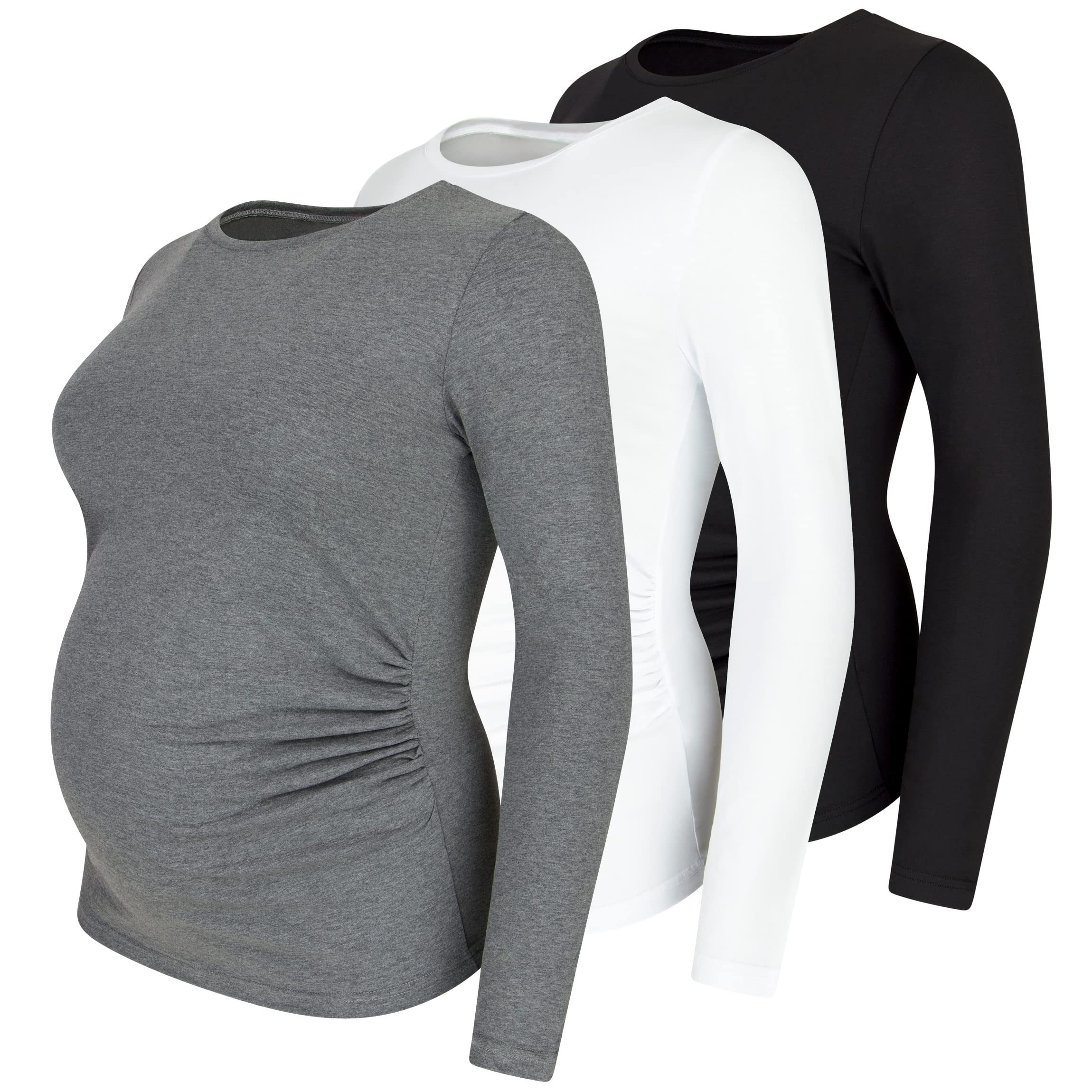 M.M.C. Juego de 3 camisetas de maternidad de maternidad, de manga larga