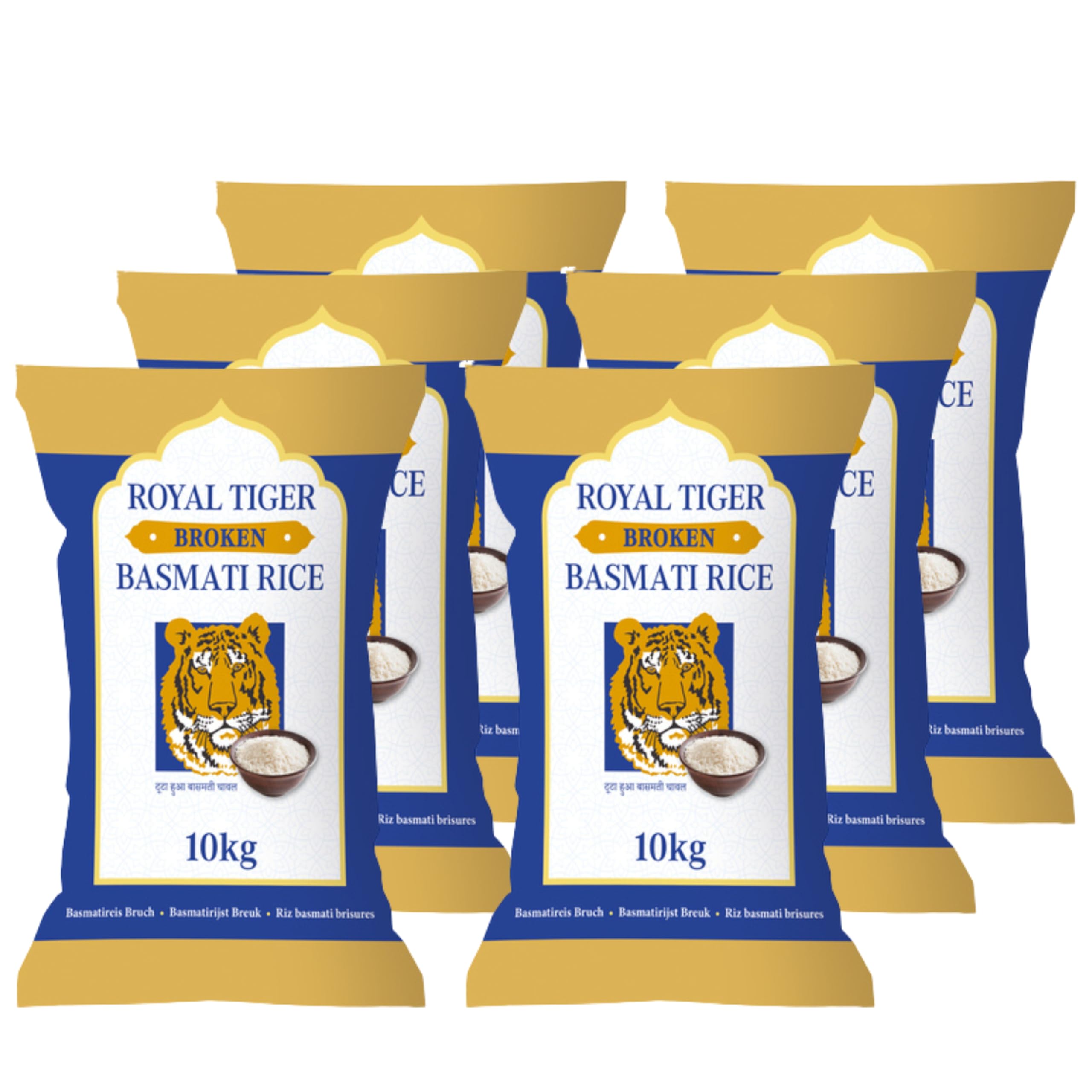 Royal Tiger Basmatireis Bruch 6x 10 kg, gebrochener Basmati-Reis, Spitzenqualität, aromatisch & locker, laktosefrei, für Haushalt & Gastronomie, ideal zu Curry, Dhal