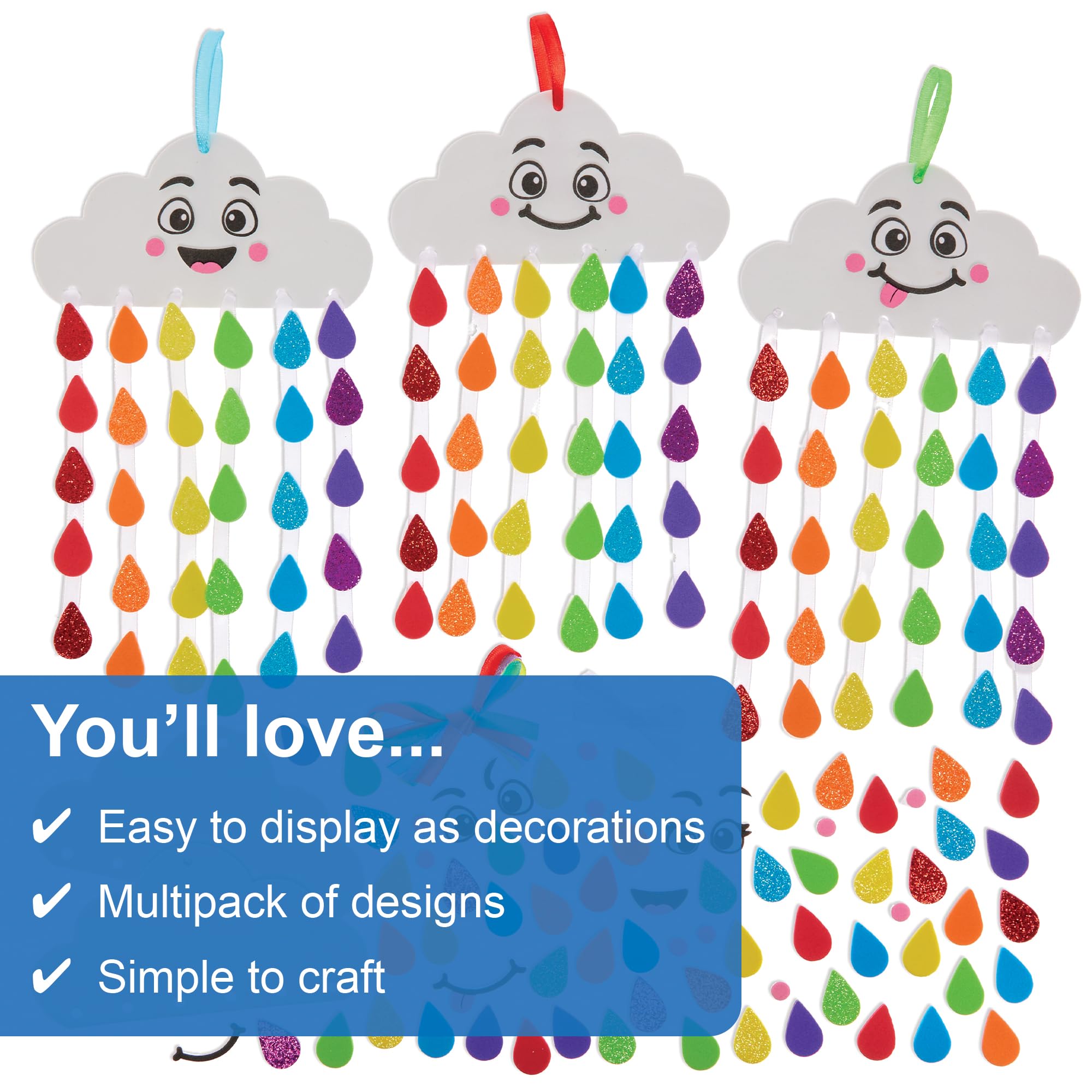 Baker Ross FN011 Rainbow Drop Mix and Match Kits - Pack of 5, Spring Decoration Craft Kits for Kids, Multicolour, 22cm - Image 3