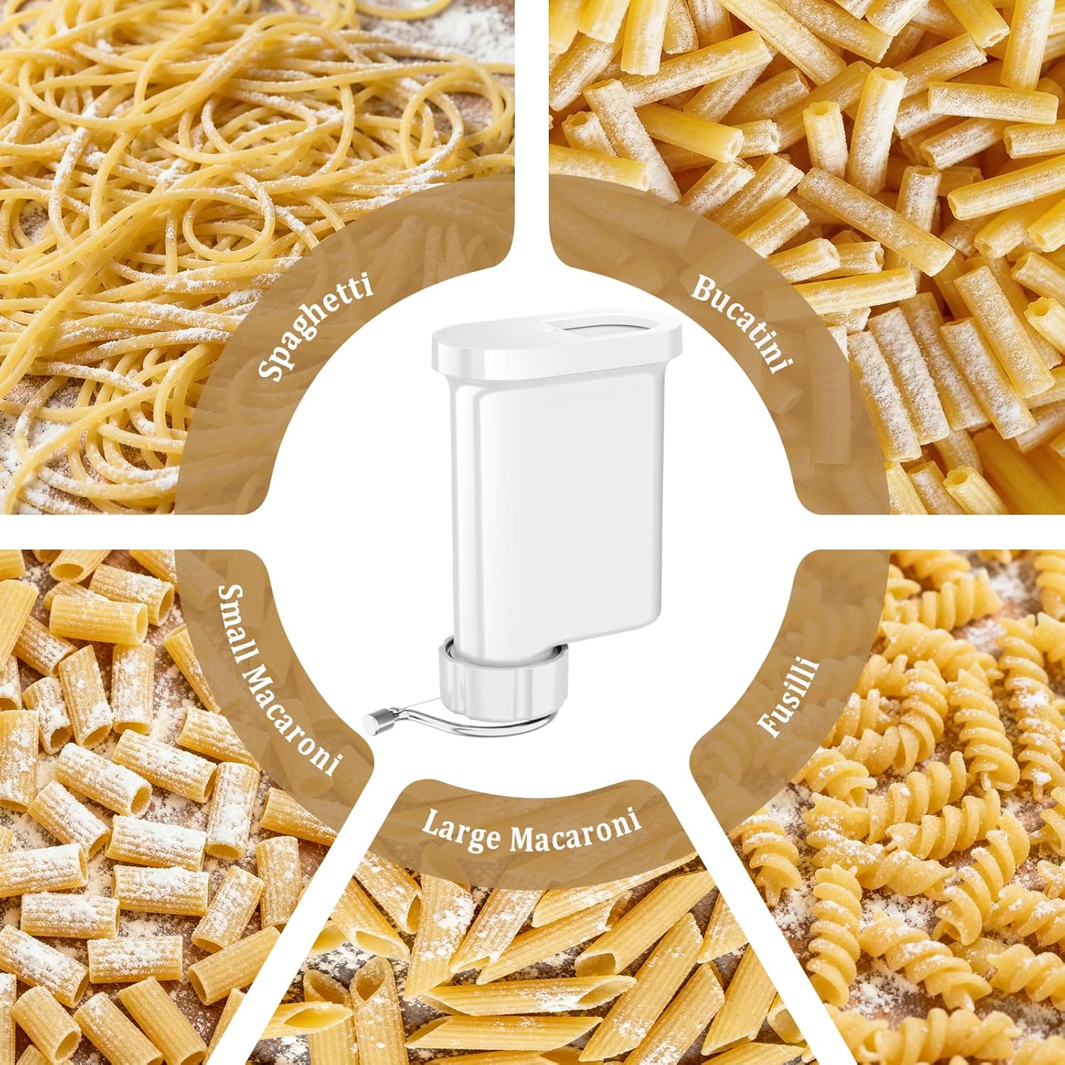Gourmet Pasta Press,Pasta Attachment for Kitchenaid Stand Mixer,Kitchen aid Pasta Maker Attachments with 5 Plates for Spaghetti,Bucatini,Fusilli and Macaroni,Pasta Maker by Kitchwiyte