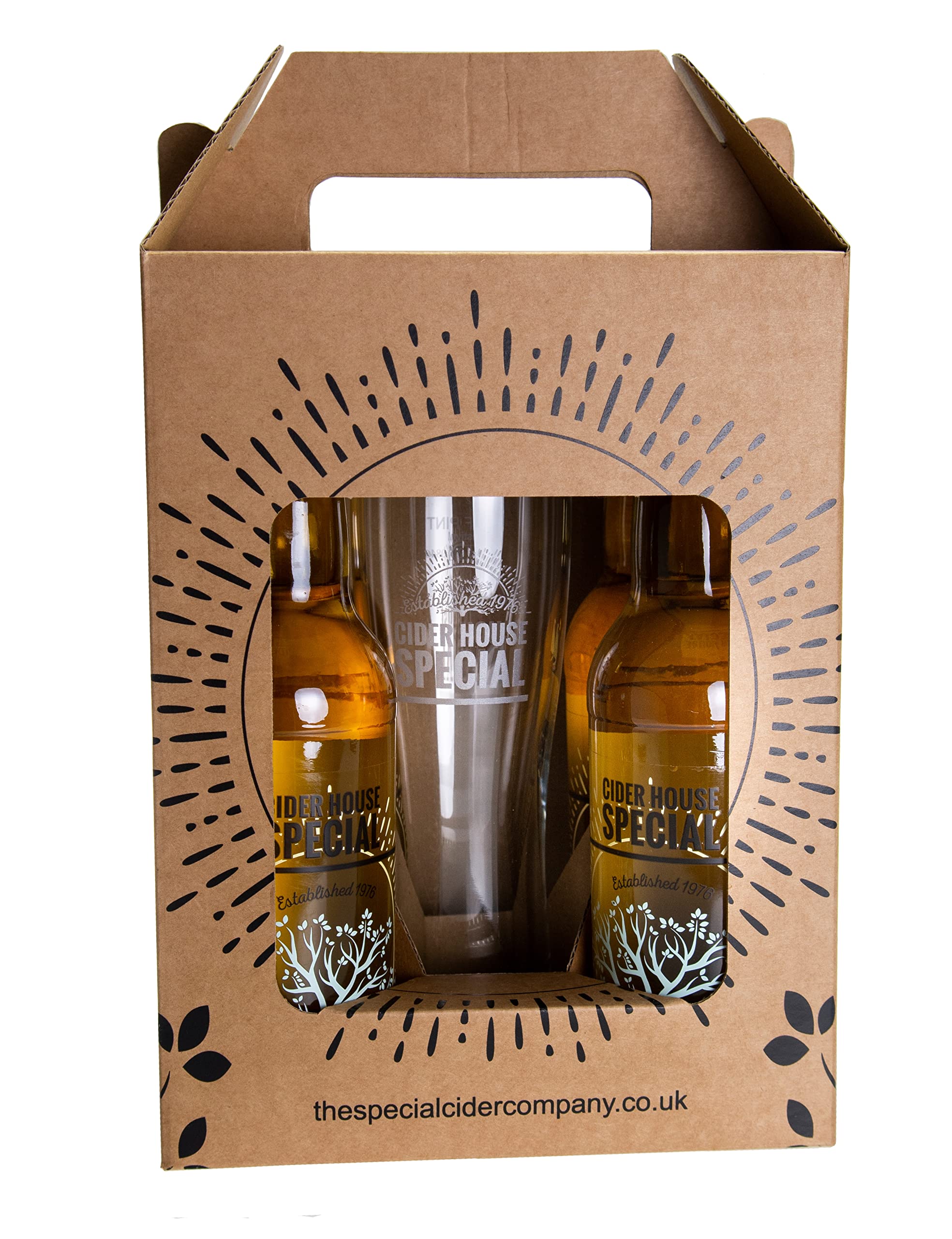 Gift Box of Cider House Sparkling, Premium Craft Cider, Medium Flavour | 330 ml x 4 Bottles with a Half Pint Glass by The Special Cider Company