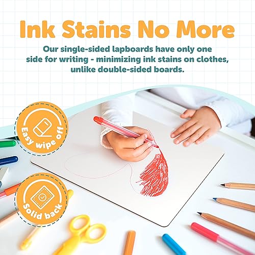 Miniatura 2 de Lapboards de borrado en seco – Paquete de 25 pizarras blancas – 9 x 12 – Estudiante de una sola cara – Mejora el aprendizaje en el aula de los niños