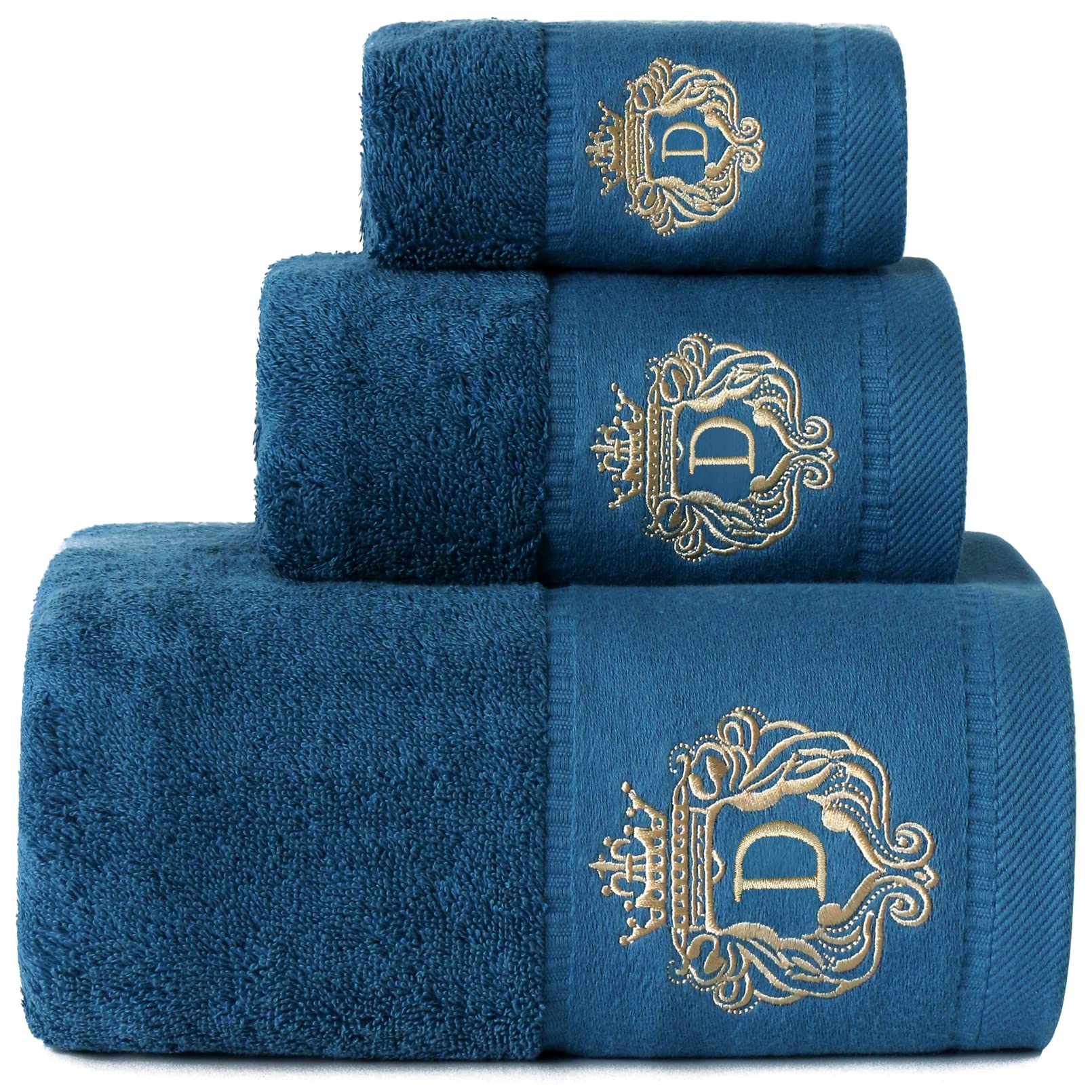 SunshinejingWDTBFY 900 GSM Cotton Bath Towel Luxury Hotel & Spa Bathroom Hand Towels Embroidery Washcloth Decoration Bath Sheets (Blue-D)