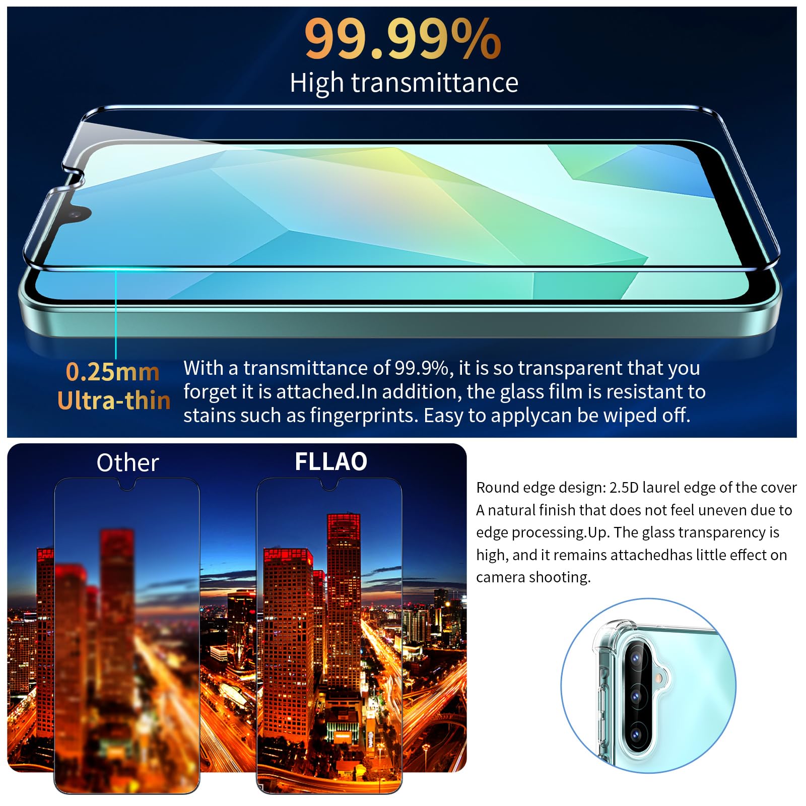 FLLAO 4 in 1 Cover per Samsung Galaxy A16 5G con 2 Pellicola Vetro Temperato e 1 Pellicola Protezione Fotocamera, [Protezione Antiurto Militare] Antishock Custodia per Samsung A16 5G, Trasparente