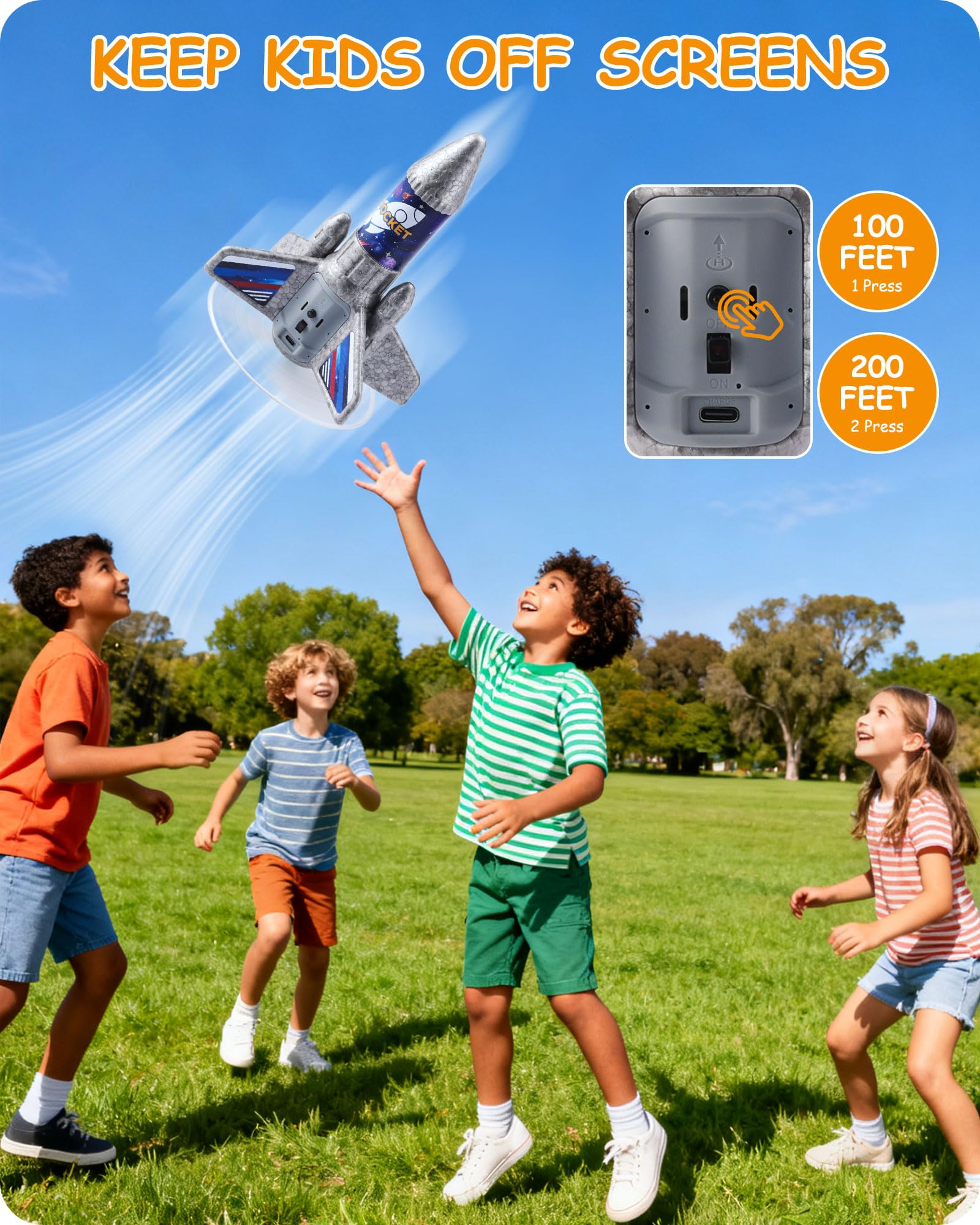 SainSmart Jr. Spielzeug für Kinder mit Fallschirm LED-Licht Motorisierte Rocket Outdoor Spielzeug Draußen Geschenke für Kinder 6 7 8 9 Jahren