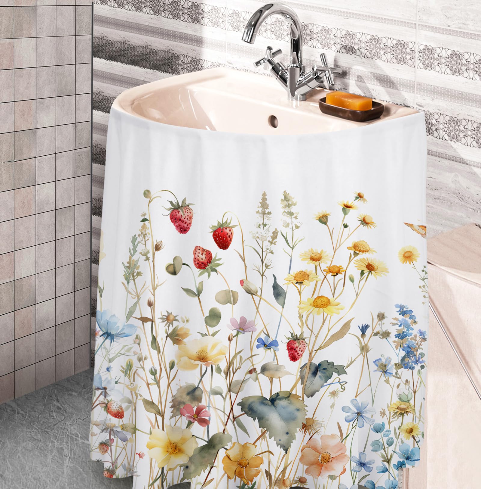 Windkream Sink Skirt Bathroom White Wildflowers