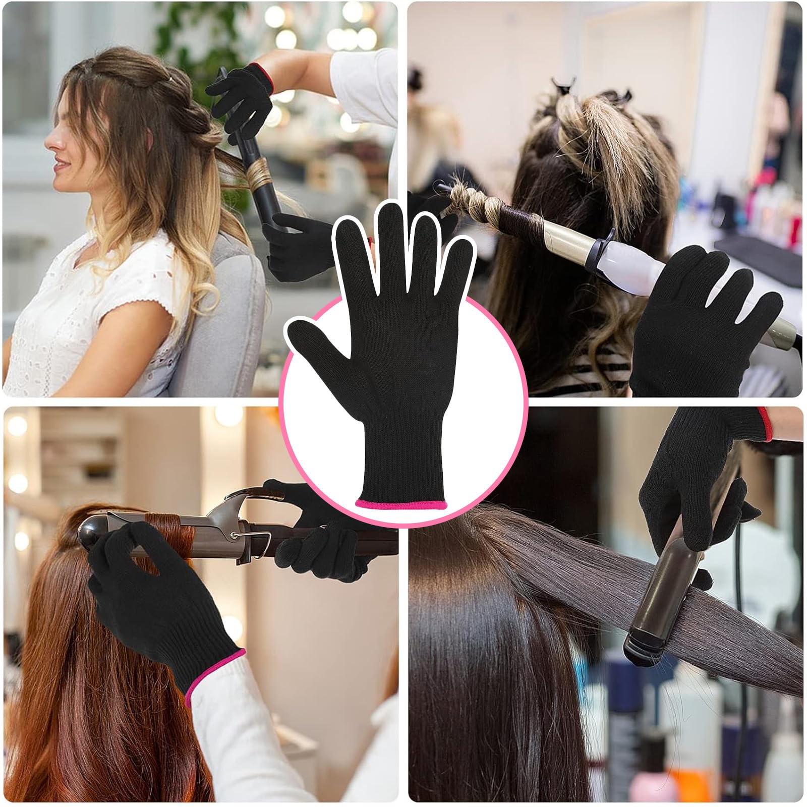 Gants Professionnels Résistants Chaleur Coiffage Fer à Lisseur Boucler Droit Gauche (1 Paire)