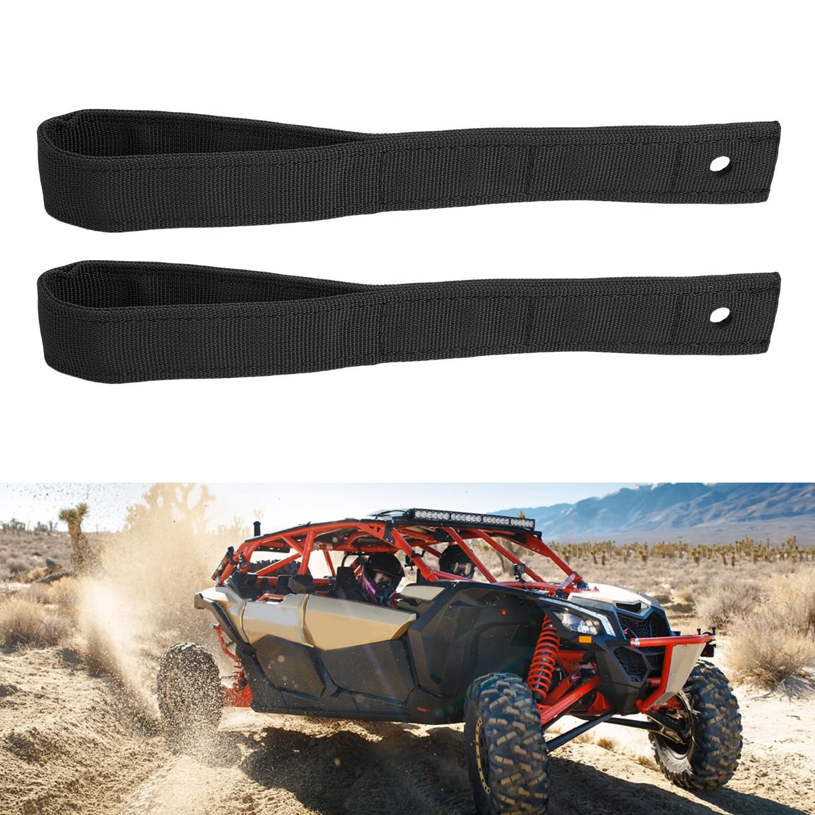 Horaire de Porte UTV Kit de Sangle de Traction, Noir 7,4 Poignées de Porte, Matériel, Poignées de Traction de Porte de Garage pour Maverick X3 X3 2017 à 2025, Tissu Oxford, Accès