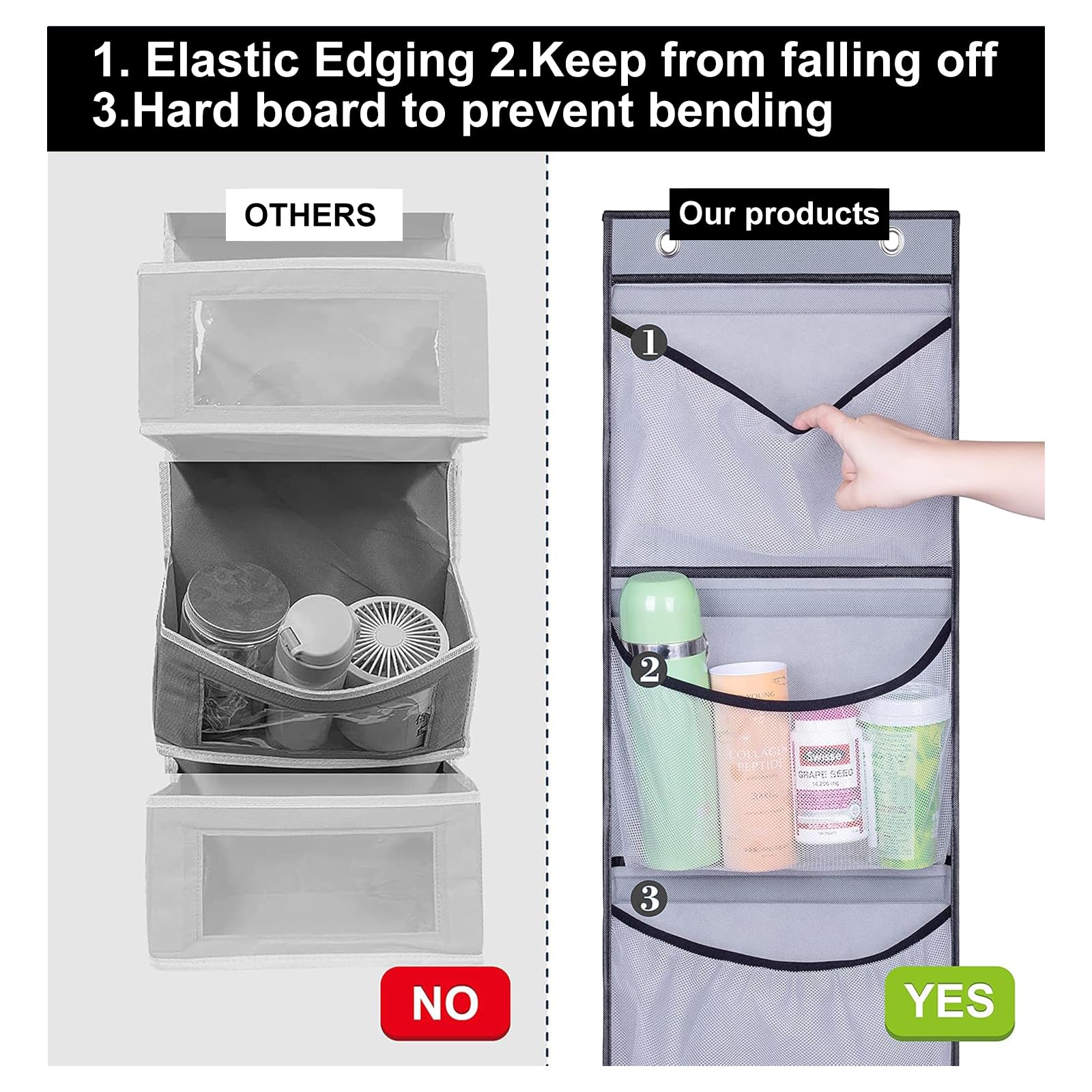 GBLAV Hanging Shelf, Hanging Organiser With 5 Esh Pockets And 8