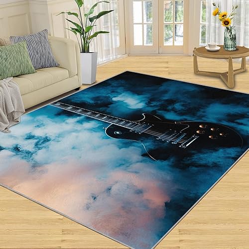 Miniatura 74 de Alfombra de instrumentos musicales – Alfombras de 4 x 5 pies para sala de estar, alfombra de área musical, alfombra de área musical, alfombra