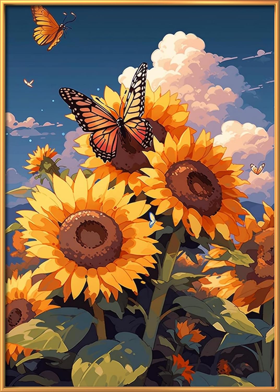 Leczany Cross Stitch Stamped Kits for Beginners Adults or Kids Patterns Craft Kit Needlepoint Full Range of Embroidery Starter Kits DIY 11CT 3 Strands | Flowers and Butterflies 13×18.1 inches