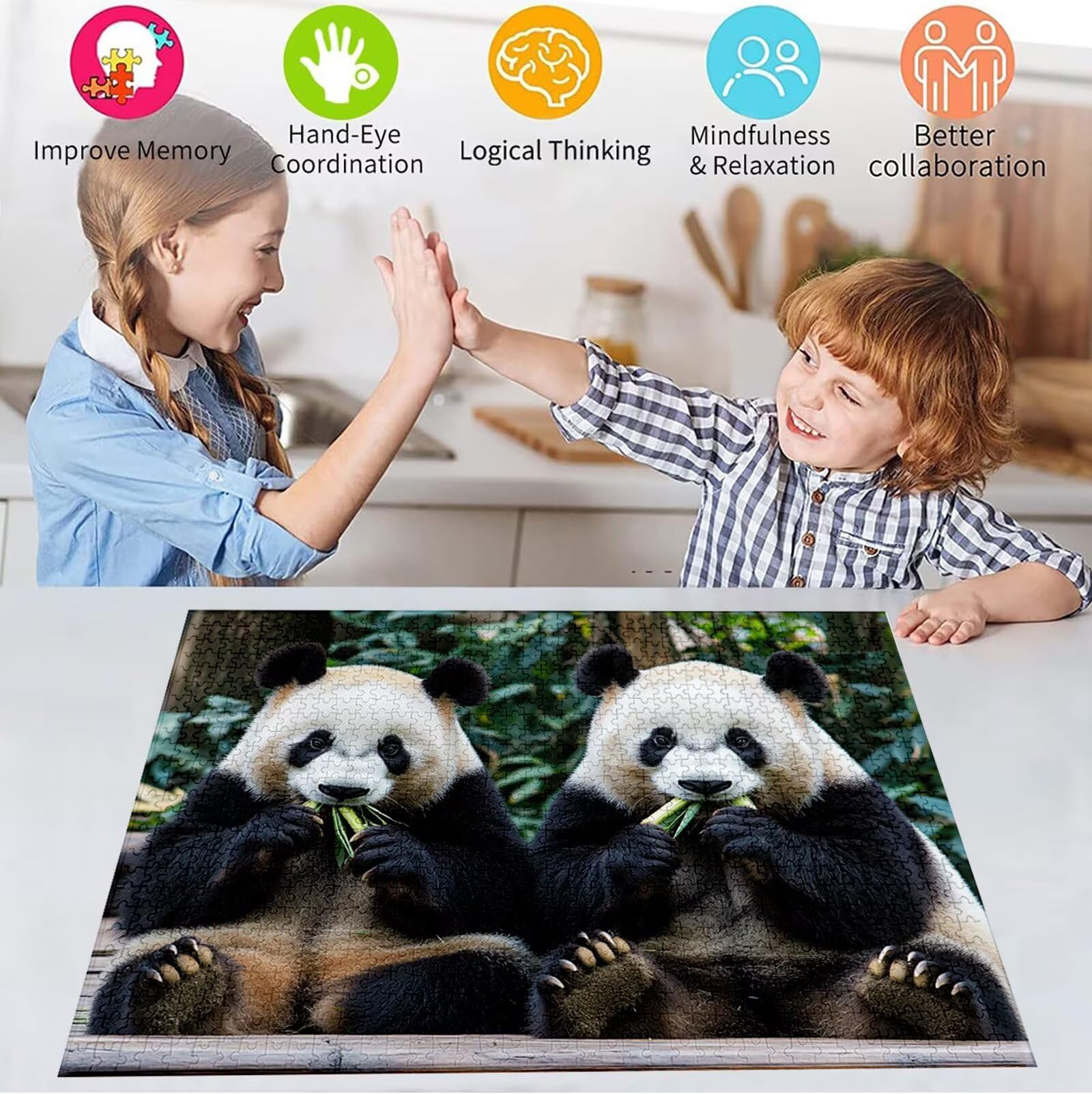 Puzzle 5000 Pezzi, 3 4 5 Anni Puzzle Animale 6 7 8 Anni Giochi Educativi Sostenibili Con Motivi Per Adulti Da Gioco in Legno Di Alta Qualità Jigsaw Panda per Gioco Familiare, 2026 Regalo Natale H-8801