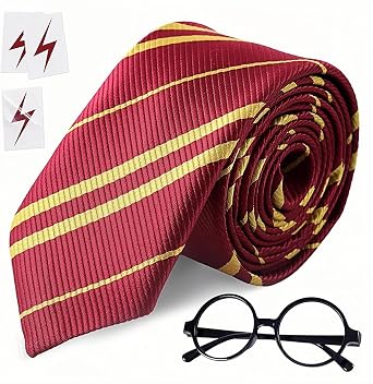 Halloween Wizard Costume Accessories Set - Glasses Tie Wand and Scarf & 6pcsTattoos for Adults