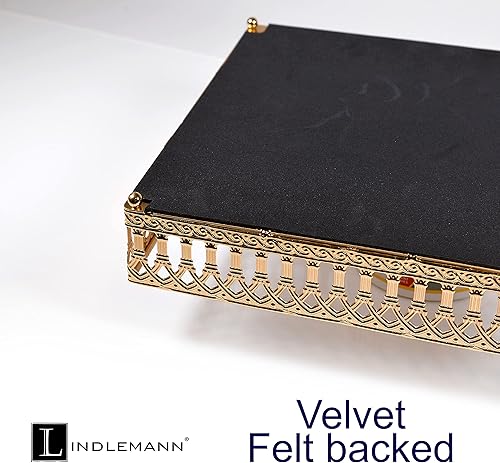 Miniatura 3 de Bandeja decorativa de cristal con espejo, bandeja de tocador de maquillaje, perfume, tocador, joyería, organizador para almacenamiento de baño y