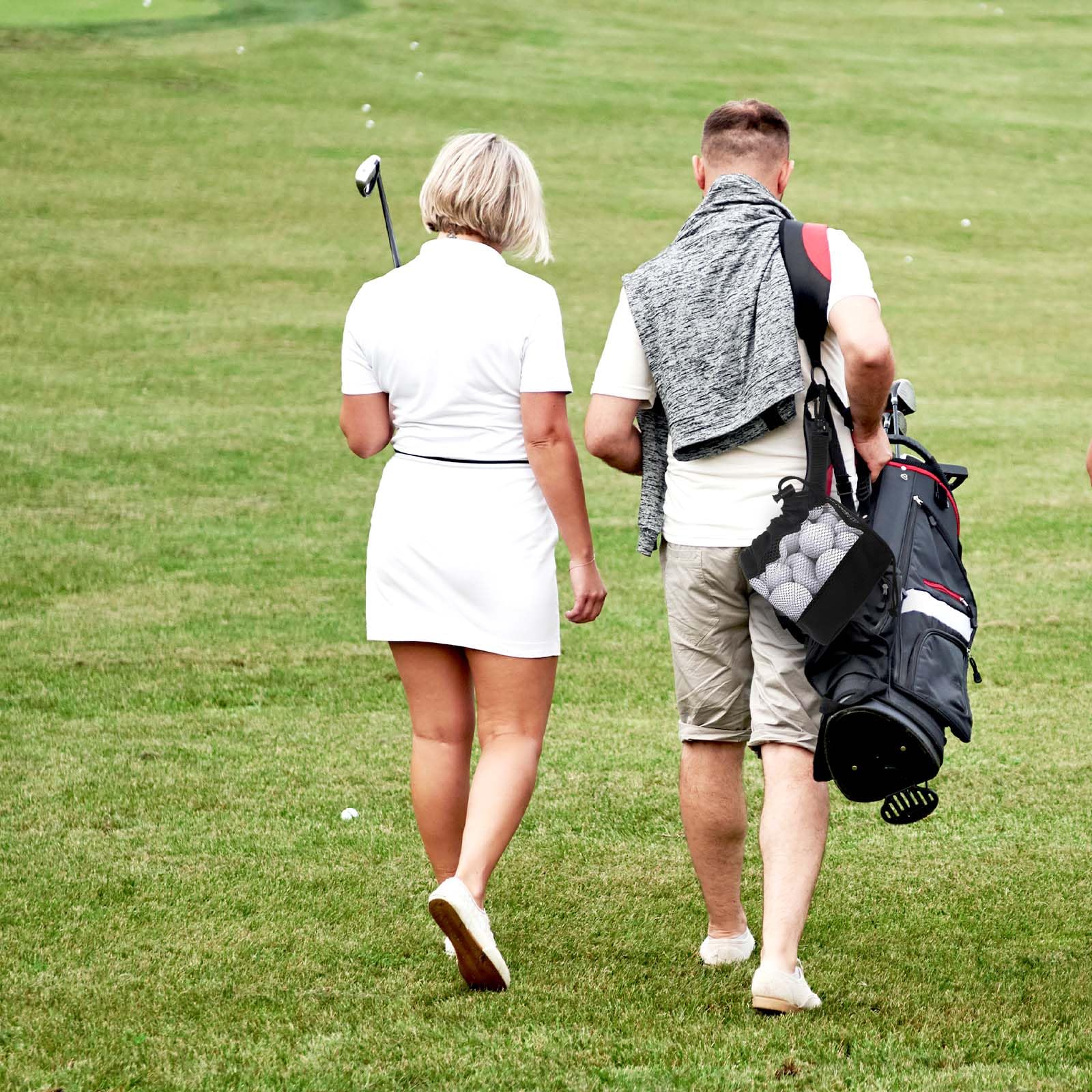 Grevosea Sacchetti per Palline da Golf in Rete di Nylon con Coulisse, Borsa Porta Palline, Accessori Golf Nero