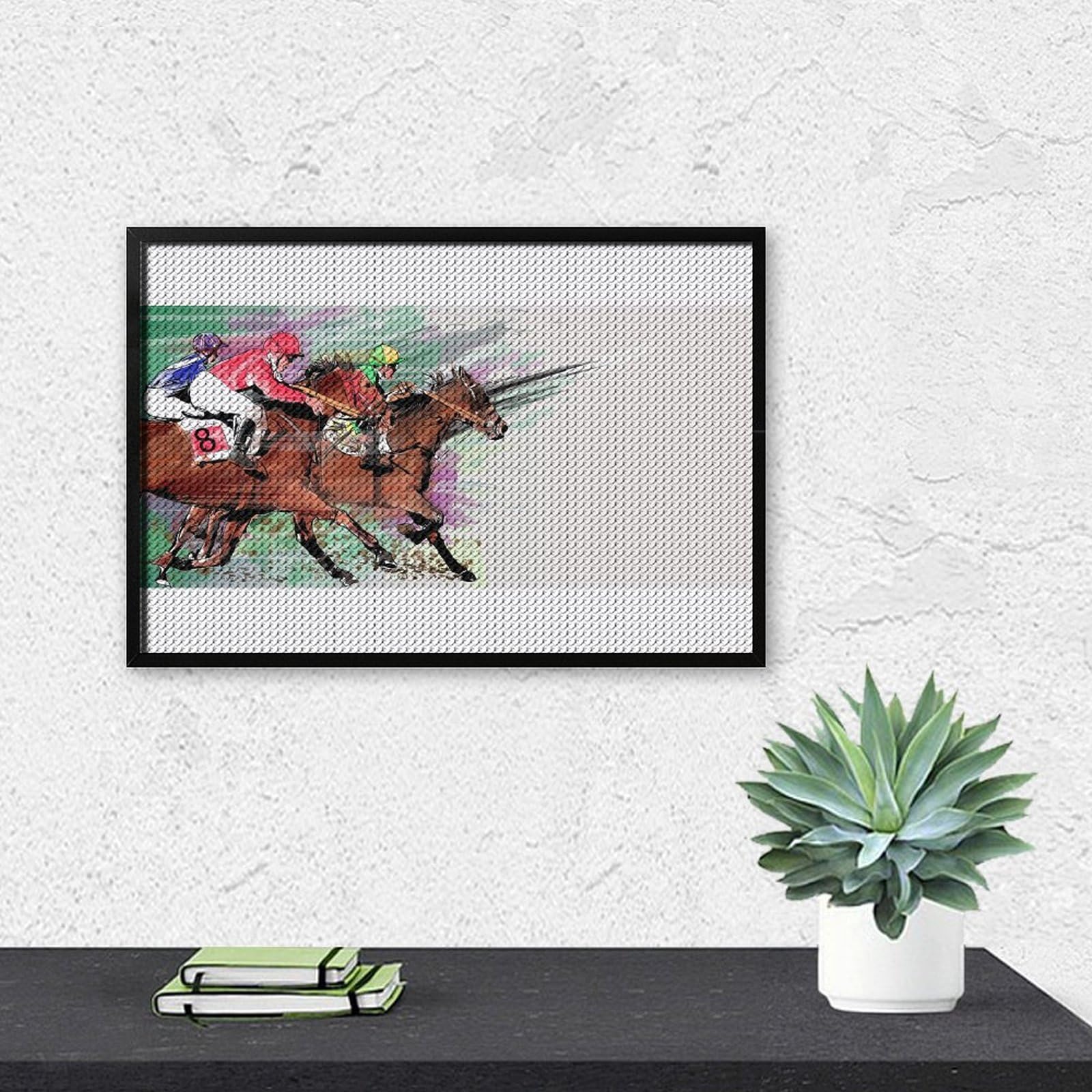 Amazon | ダイヤモンドアート 馬術 ウマ 馬柄 競馬 ダイヤモンド絵画