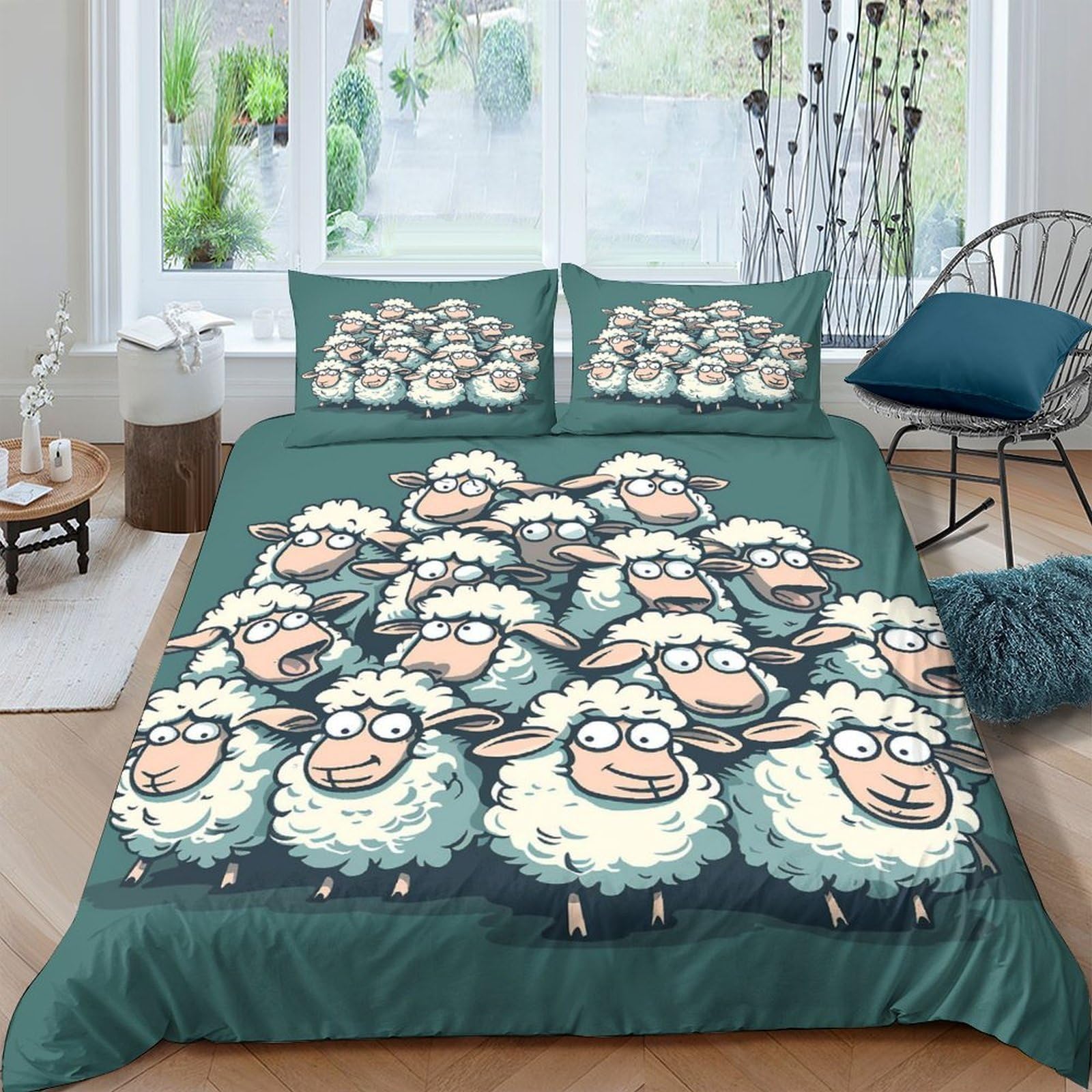 Ctjqhvkz Style-2 3D Printed Cartoon Sheep Fitted Sheet Microfiber Soft Breathable Funny Lamb Bed Cover For Bedroom Guest Room Decor Single（135X200cm）
