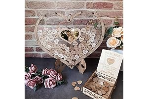 Rustic Heart Guest Book Wedding Alternative with 100 Wooden Hearts and Drop Box
