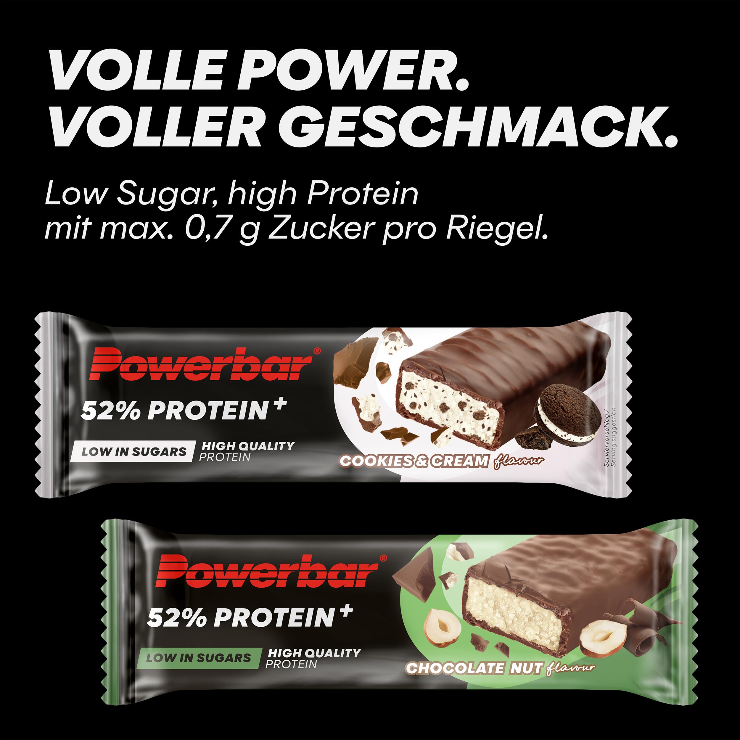 Powerbar - 52% Protein Plus - Cookies&Cream - 20x50g - High Protein Low Sugar Riegel