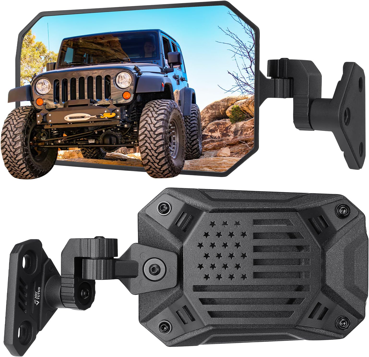JOYTUTUS Wrangler Mirrors Doors Off or Doors On Compatible with Wrangler TJ JK & Unlimited, Wrangler JK Side Mirrors Compatible with Wrangler 1997-2018, Wider View No Vibrate & Wobble