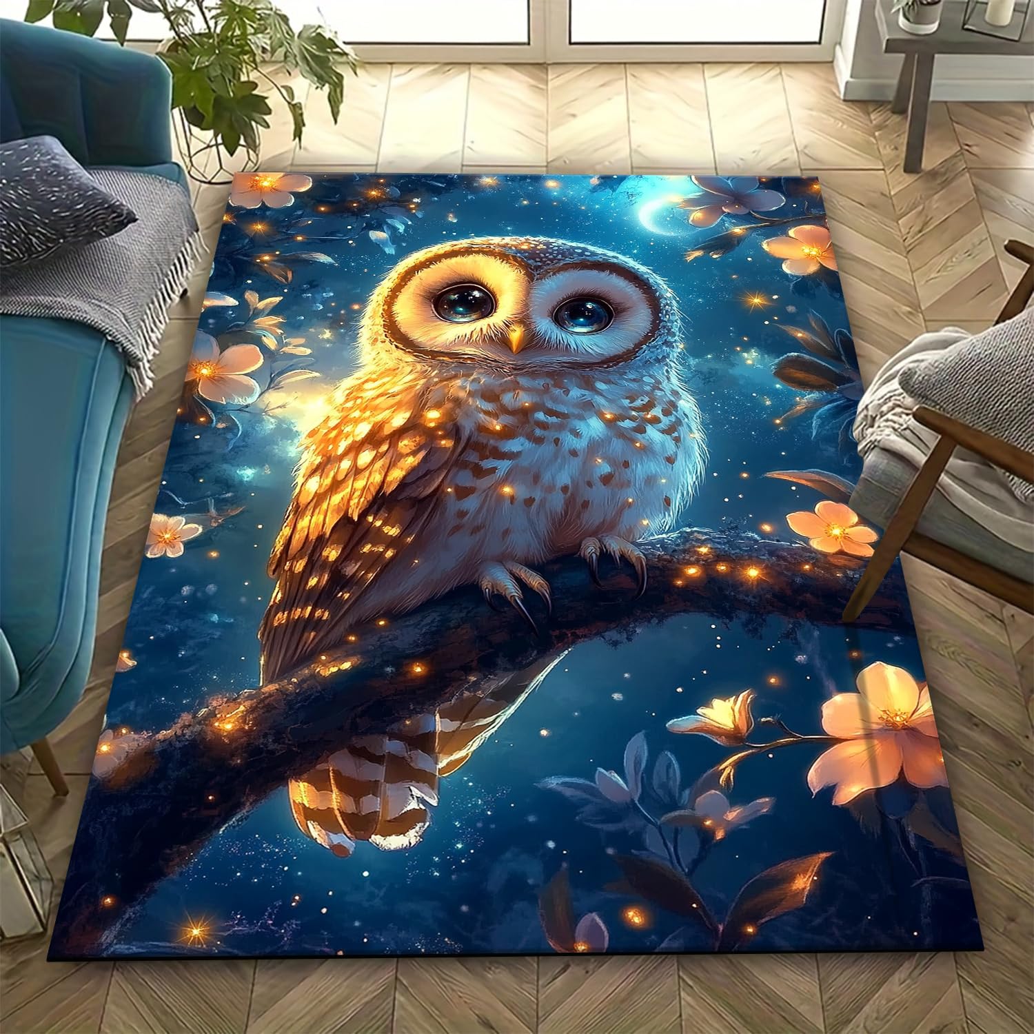 Tapis de sol antidérapant 3D hibou pour sécuriser la chambre