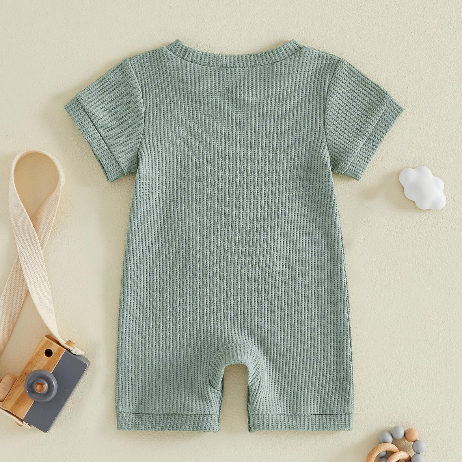 Loalirando Neugeborene Baby Jungen Kleidung Sommer One Piece Outfit Waffelstrick Kurzarm Einteiler