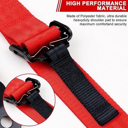 Miniatura 5 de Yakitoko Juego de arnés de seguridad universal de 4 puntos de 2 pulgadas para Go Kart, UTV, ATV, Racing Red