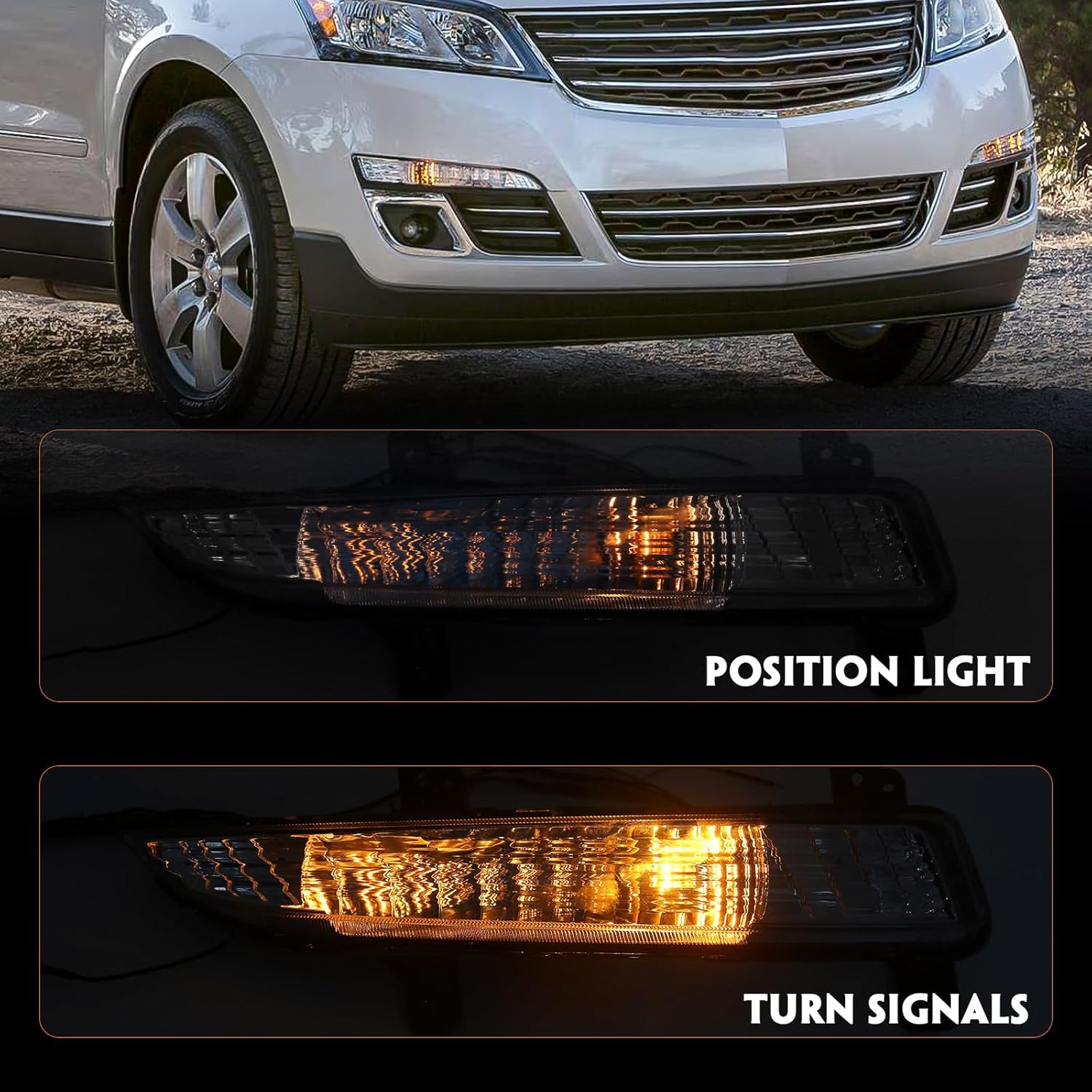 FIONE for Chevy Traverse Turn Signal Light Assembly 2013 2014 2015 2016 2017 Corner Side Marker Park Lamps Driver & Passenger Side Set of 2